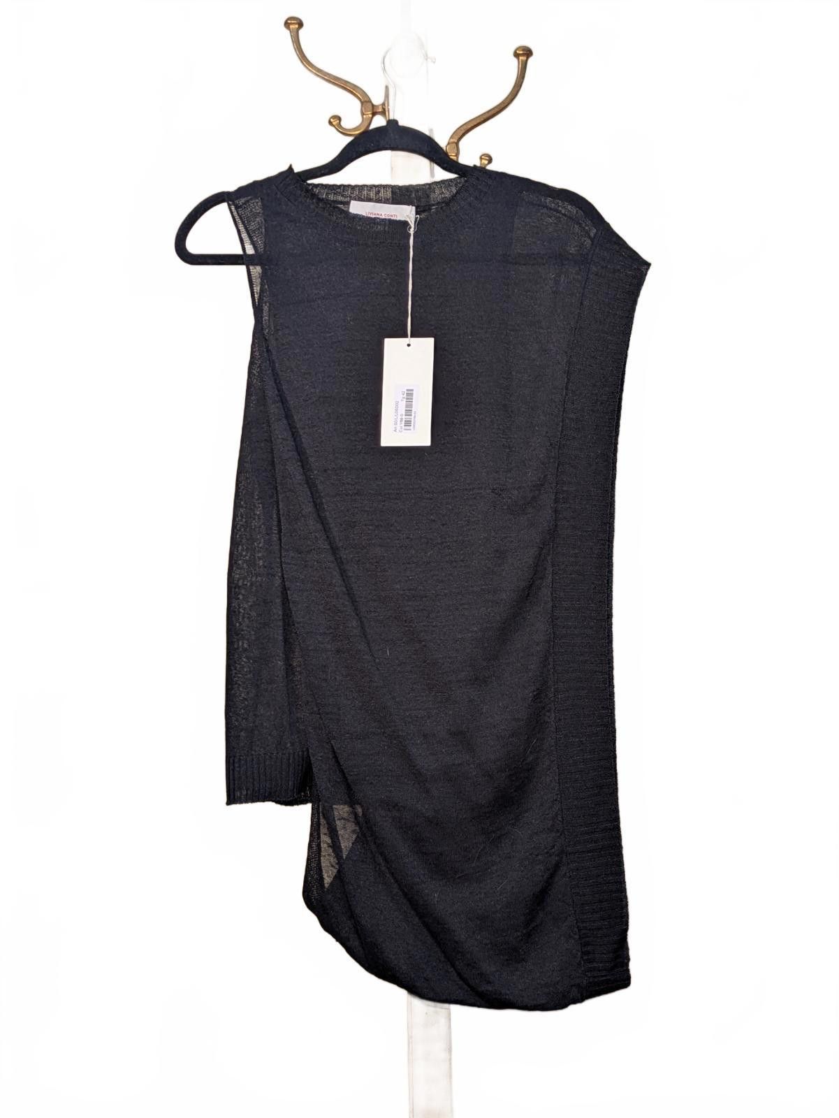 Other NWT LIVIANA CONTI Black Asymmetric Linen 2pc Drape Top 42IT Size S / US 4 / IT 40 - 1 Thumbnail