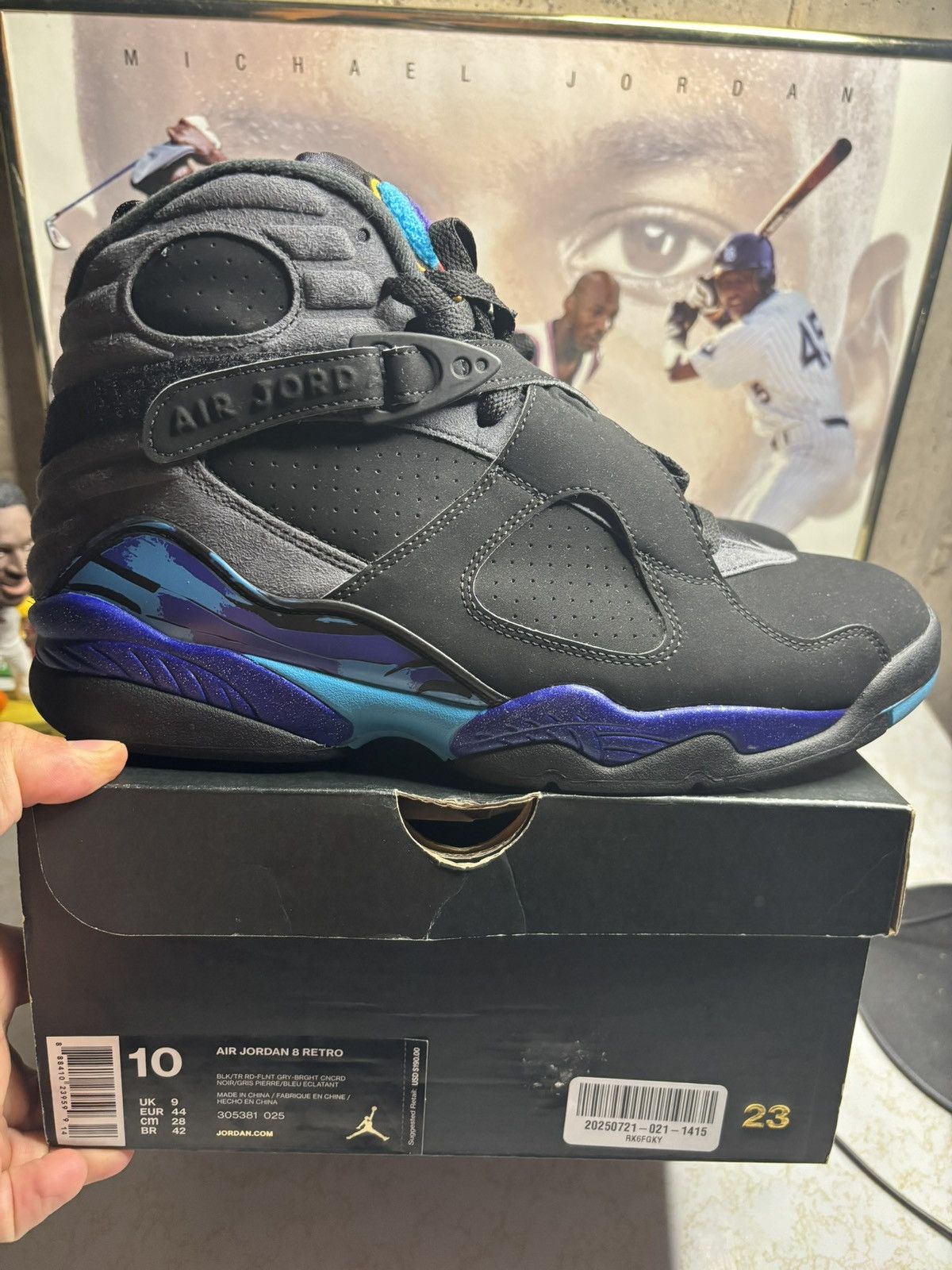 Jordan Brand Air Jordan 8 Retro 2015 Aqua 2015 Size US 10 / EU 43 - 1 Thumbnail
