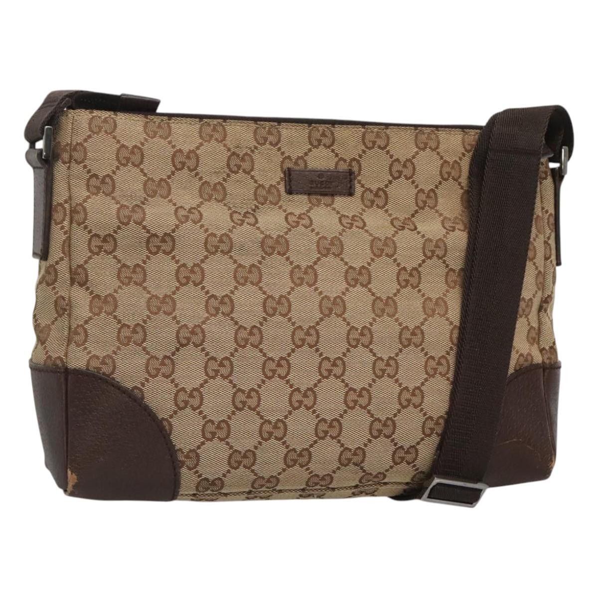 Gucci GUCCI GG Canvas Shoulder Bag Beige Silver Size ONE SIZE - 1 Thumbnail