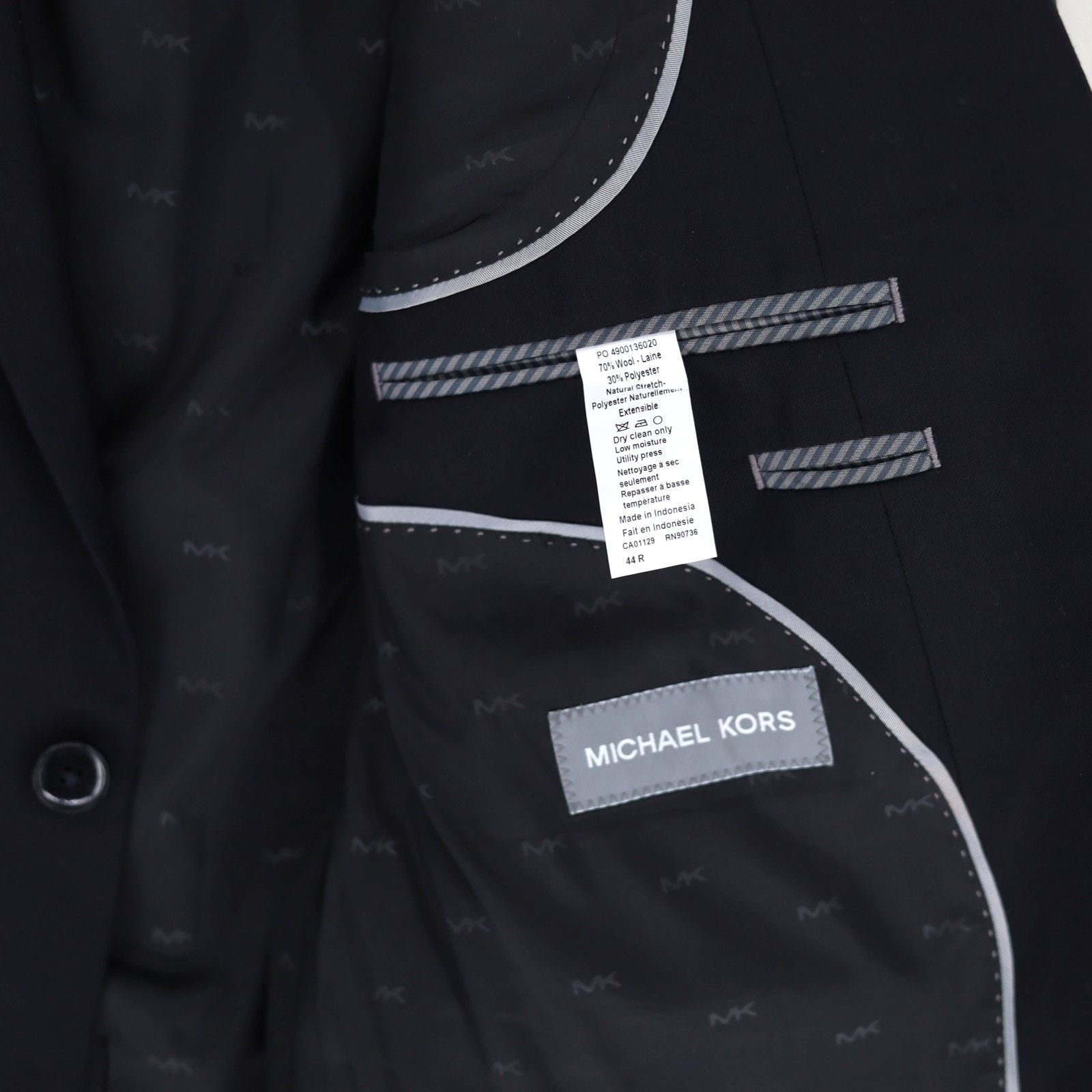 Michael Kors Michael Kors Men's Black Wool Classic-Fit Suit Blazer 44R Size 44R - 6 Thumbnail