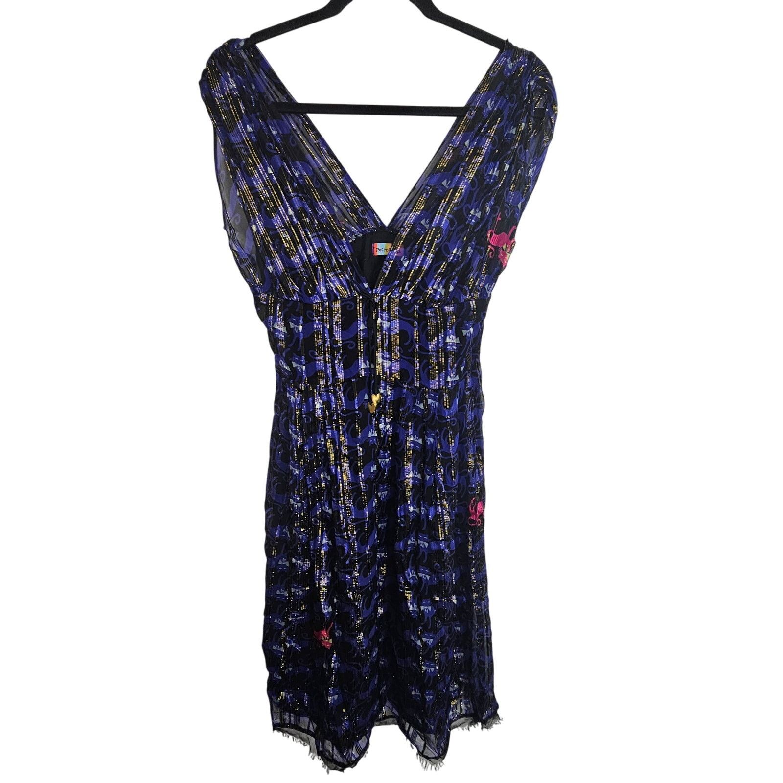 Zilli Petro Zillia Silk Babydoll Dress Cat Print Witchy Whimsigoth Size M / US 6-8 / IT 42-44 - 1 Thumbnail