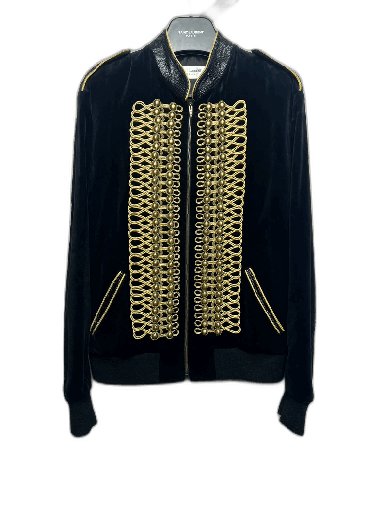 Saint Laurent Paris Saint Laurent Velvet Jacket with Gold Detail-2507 Size US M / EU 48-50 / 2 - 1 Thumbnail
