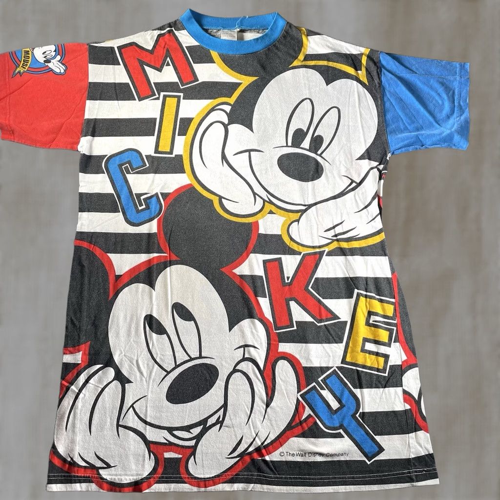 Disney VINTAGE Disney Sleep Shirt One Size Blue Mickey Mouse Cotton Blend Knit Nightgown Women 90s Cartoon Christmas Size ONE SIZE - 1 Thumbnail