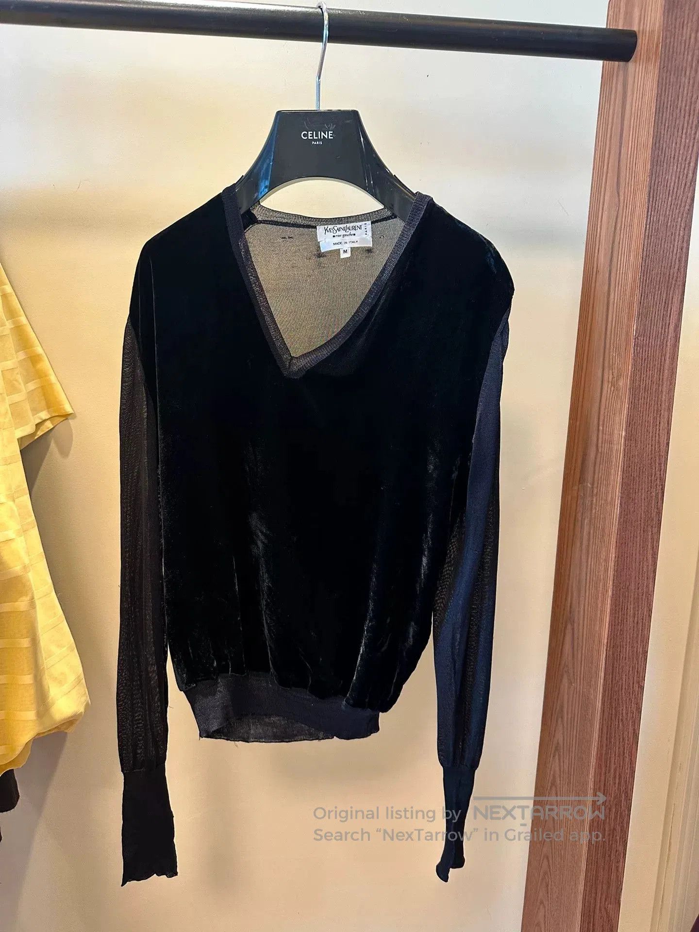 Saint Laurent Paris Yves Saint Laurent Velvet Sheer Sleeve Top. Size M / US 6-8 / IT 42-44 - 2 Thumbnail