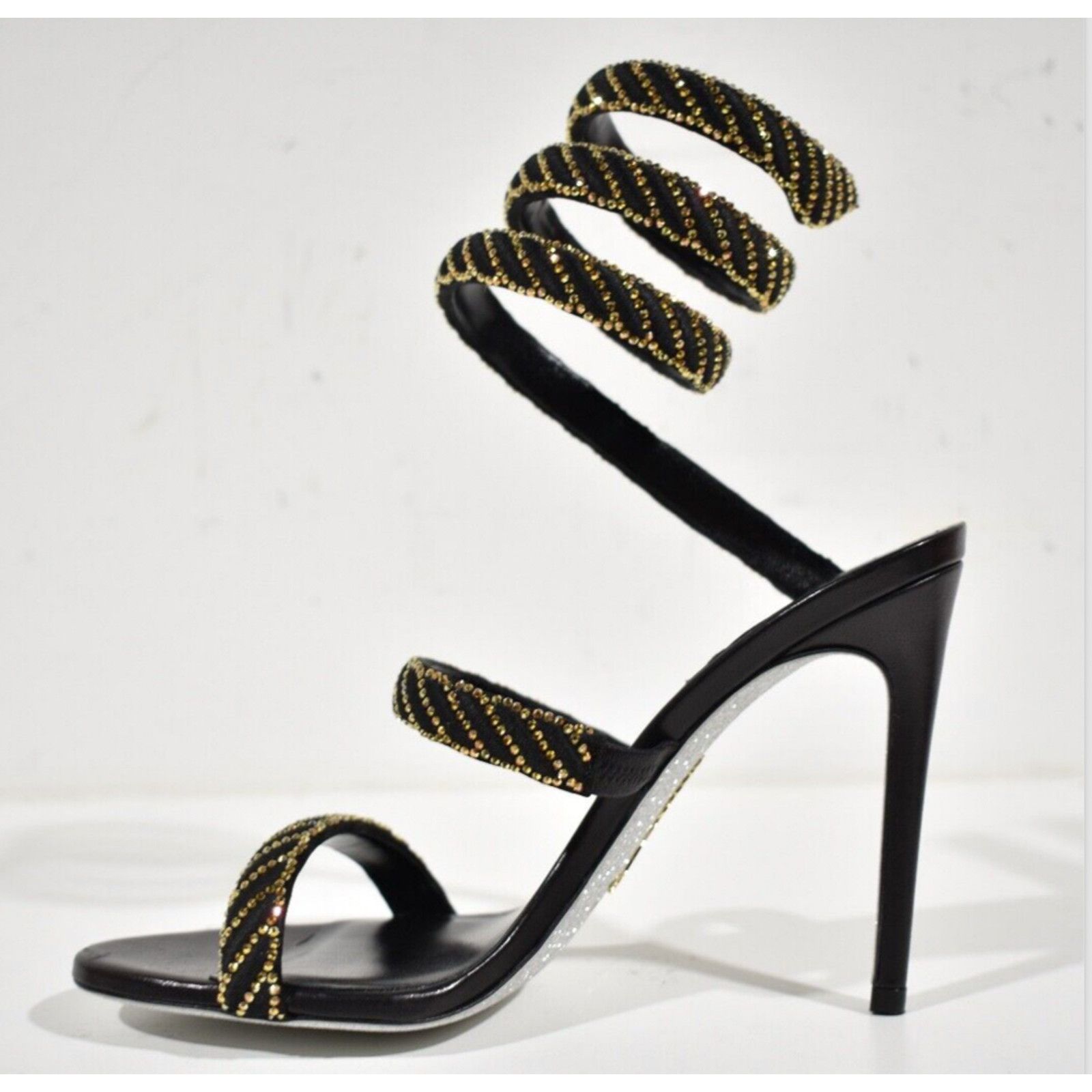 Rene Caovilla Cleo Sunshine Crystal Ankle Wrap Strap Sandal Heel Pump 37.5 Size US 7.5 / IT 37.5 - 9 Thumbnail