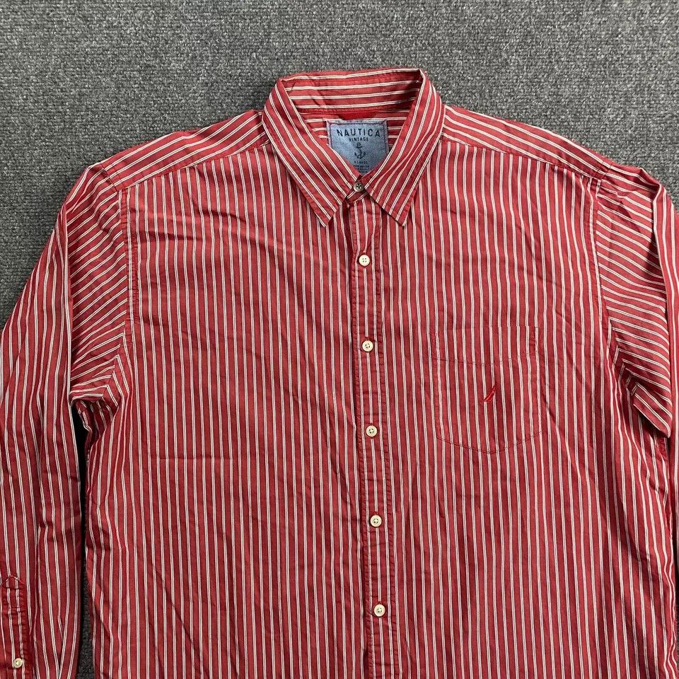 Nautica × Vintage Nautica Shirt Men's Striped Button Up Vintage XL 100% Cotton Size US XL / EU 56 / 4 - 2 Thumbnail