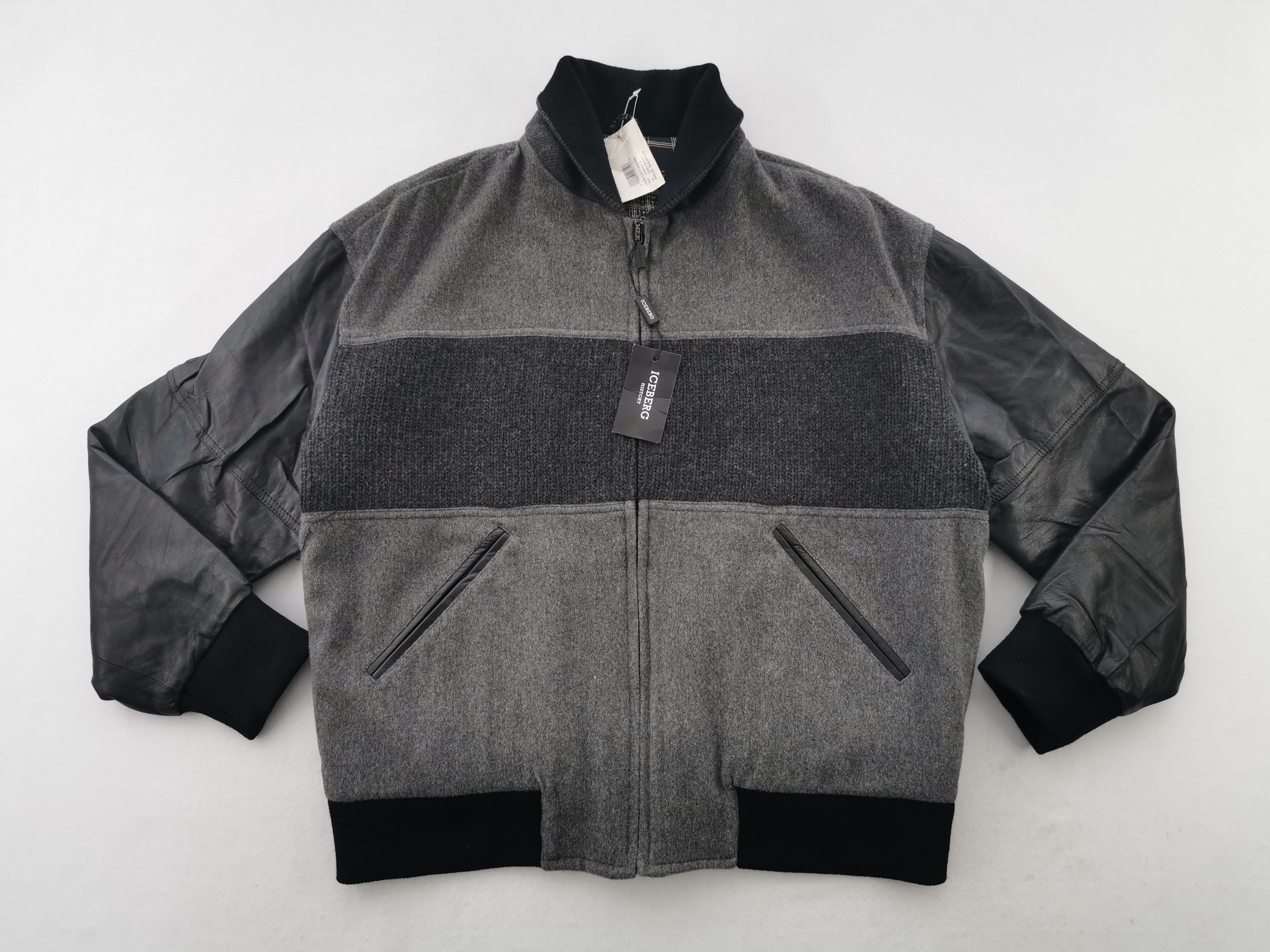 Iceberg Vintage 90's Iceberg Gilmar Goofy NOS Wool Leather Jacket Size US L / EU 52-54 / 3 - 1 Thumbnail