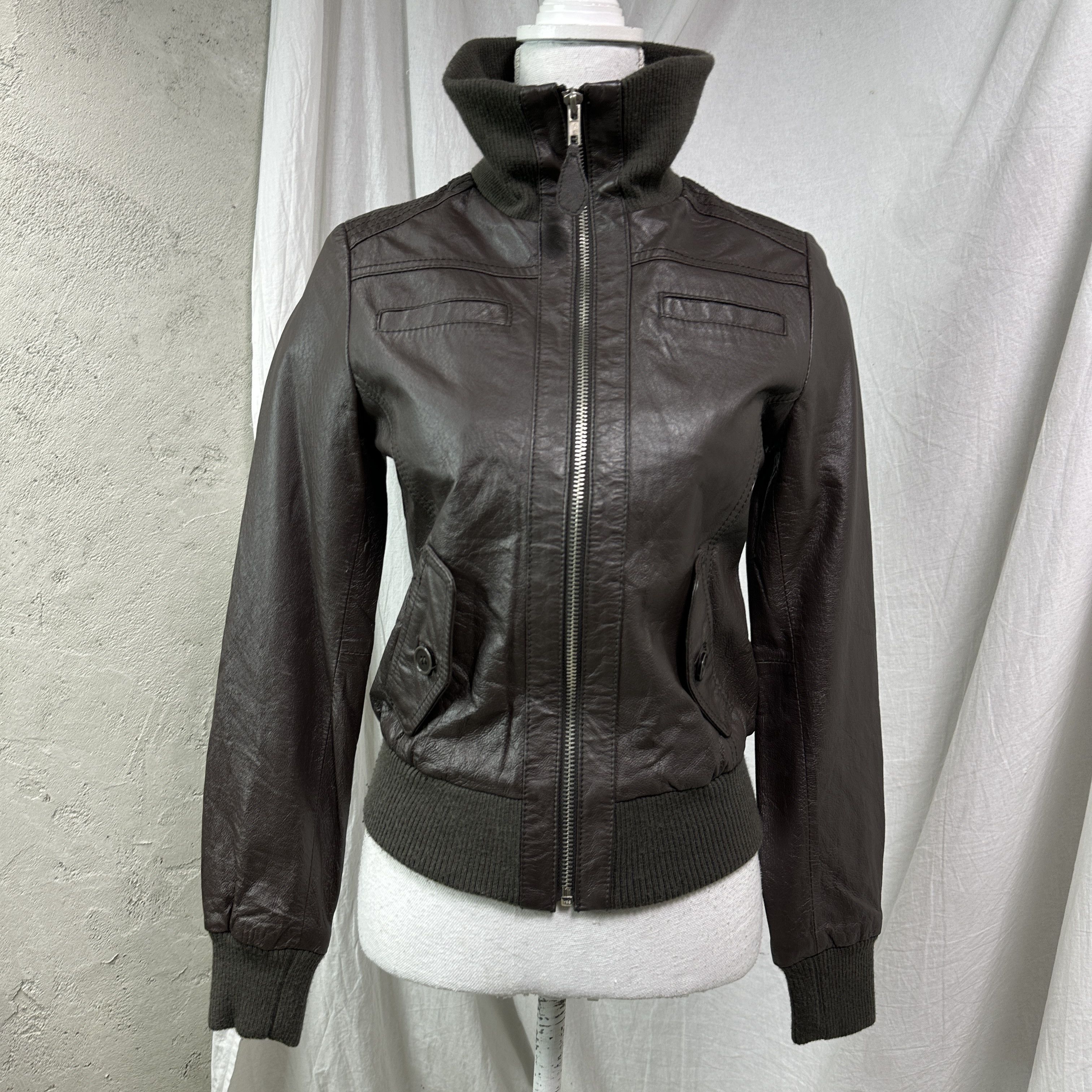 Vintage Vintage Leather Biker Moto Washed Brown Jacket 00s Size US L / EU 52-54 / 3 - 7 Thumbnail