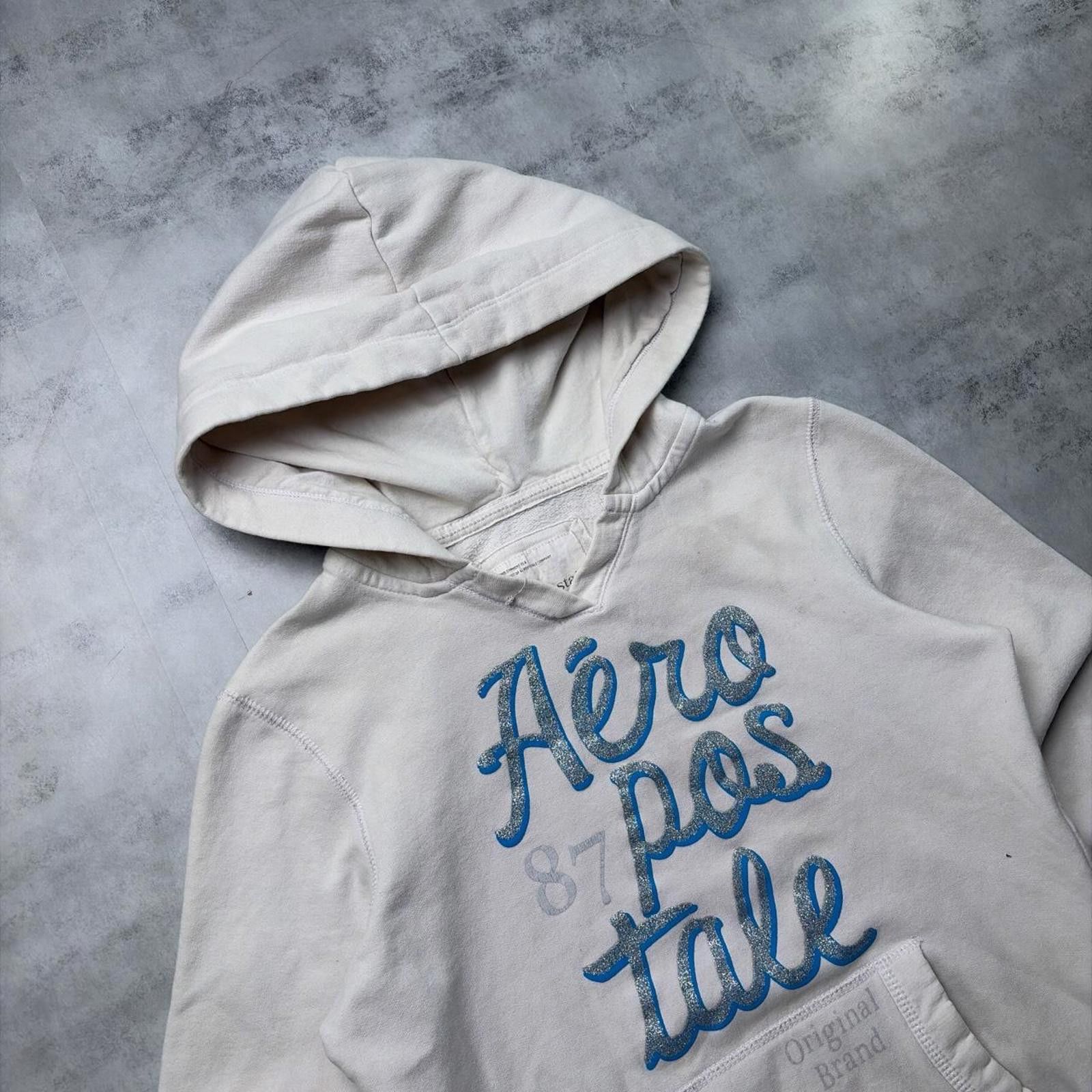 Aeropostale Y2K White Aeropostale Grunge Distressed Skater Hoodie Size M / US 6-8 / IT 42-44 - 4 Thumbnail