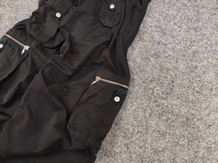 Japanese Brand Rare Vintage Y2K Japanese Black cotton Cargo Baggy Pants Size US 32 / EU 48 - 5 Thumbnail