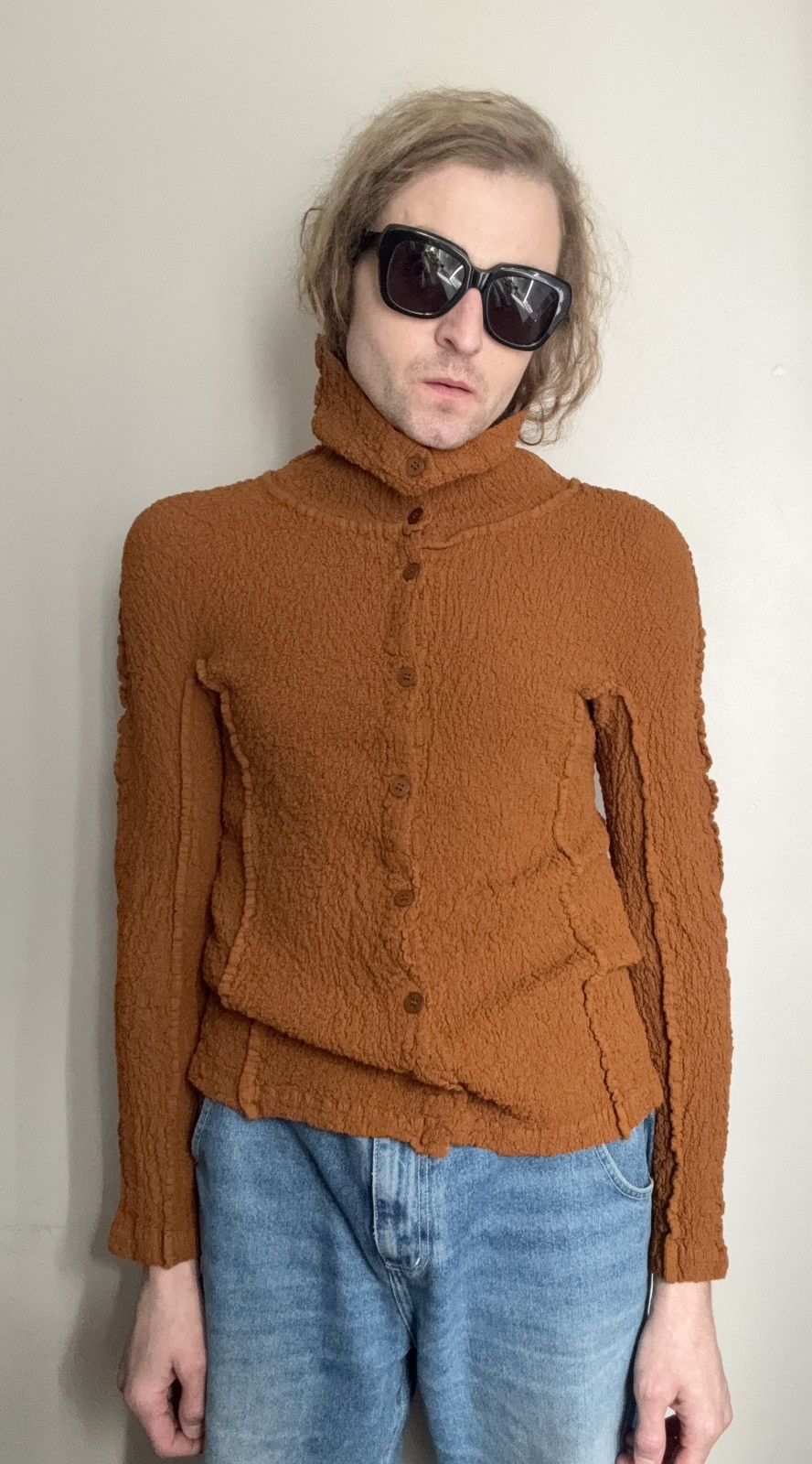 Issey Miyake ISSEY MIYAKE ME SS22 Toffee Brown Cauliflower Button Shirt Size US M / EU 48-50 / 2 - 11 Thumbnail