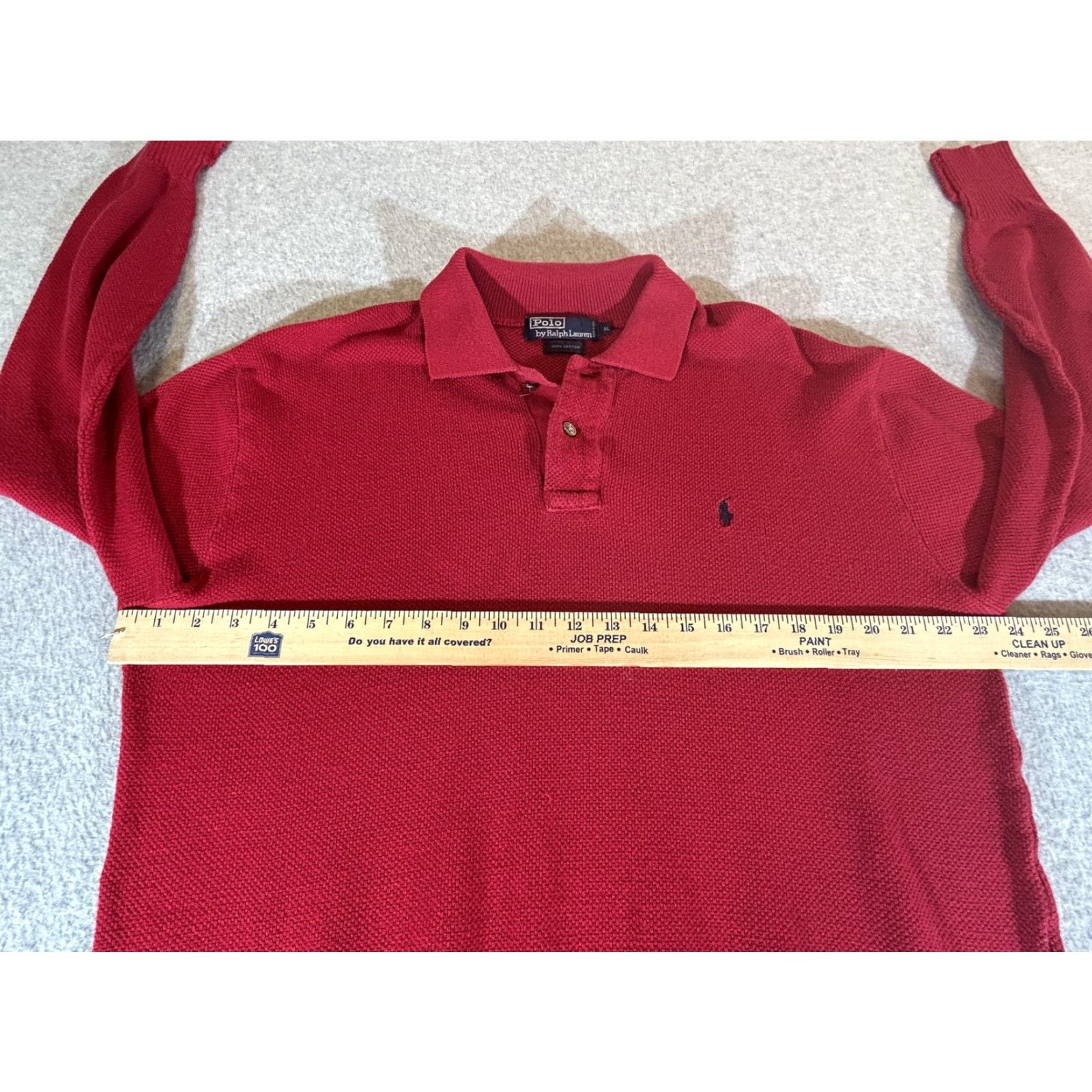 Polo Ralph Lauren Polo Ralph Lauren Sweater Mens XL Red Knit Collared Pullover Cotton Preppy Size US XL / EU 56 / 4 - 3 Thumbnail