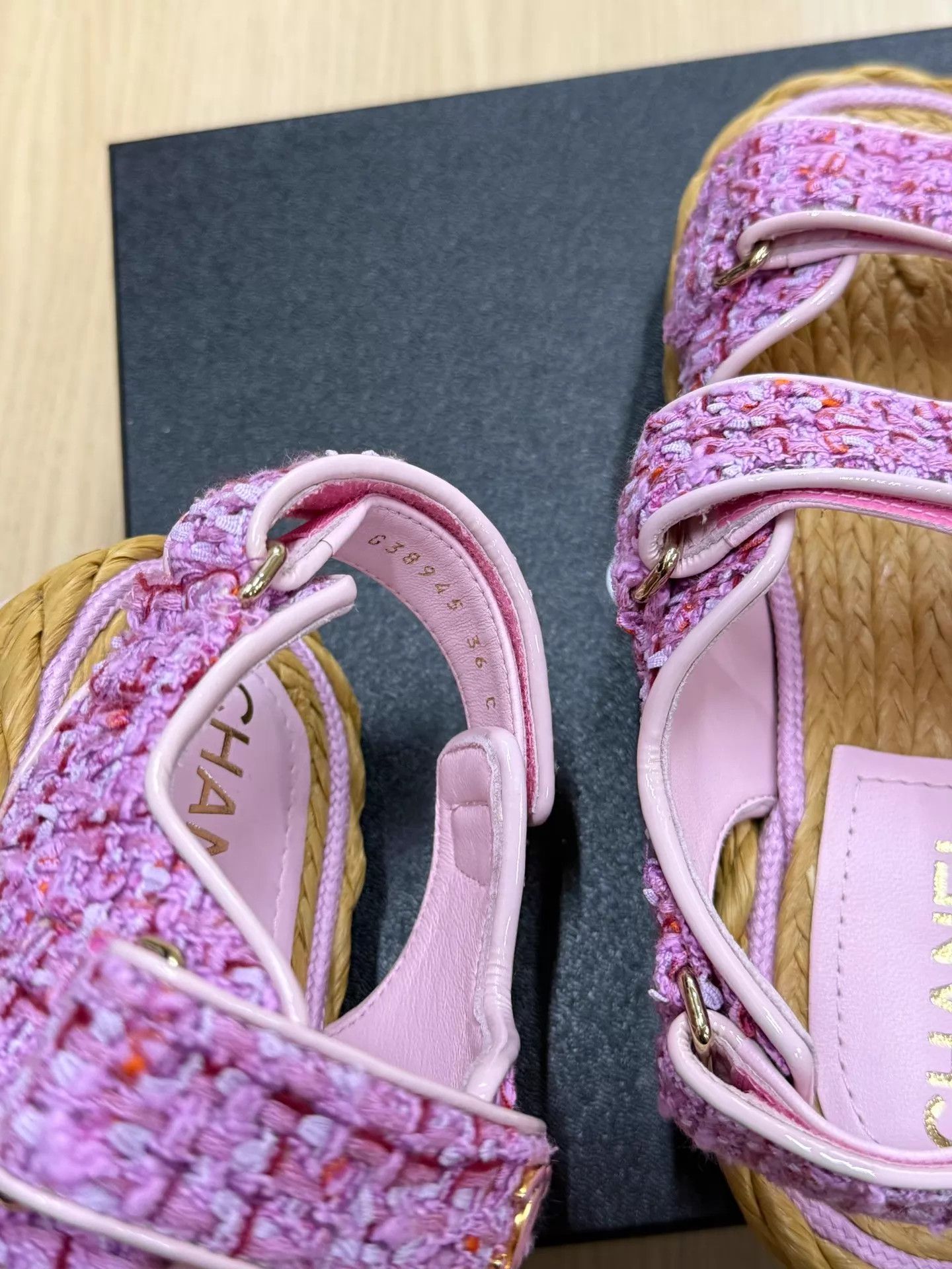Chanel Chanel Pink Tweed Woven Velcro Sandals 36 Size US 5.5 / IT 35.5 - 5 Thumbnail