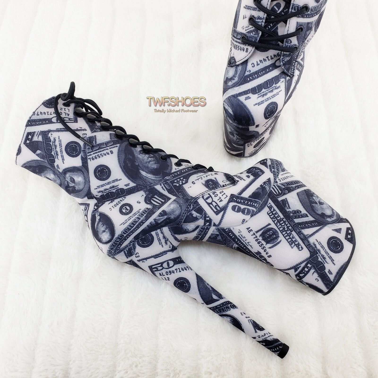 Other Flamingo 1020DP Money Print Platform 8" High Heel Lace Up An Size US 9 / IT 39 - 5 Thumbnail