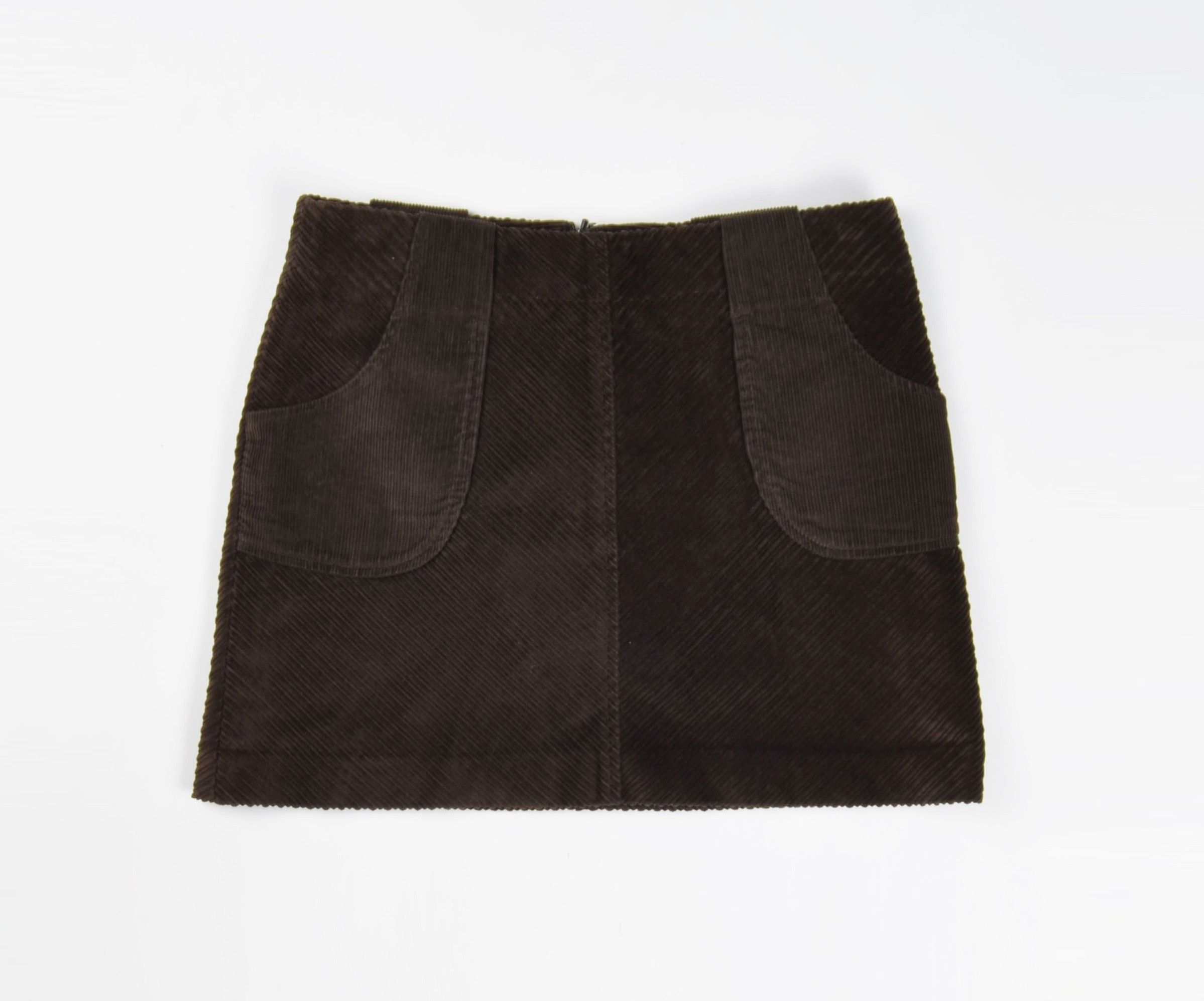 Vintage Vintage Per Una Y2K Coquette Brown Corduroy Mini Skirt Size 30" / US 8 / IT 44 - 2 Thumbnail