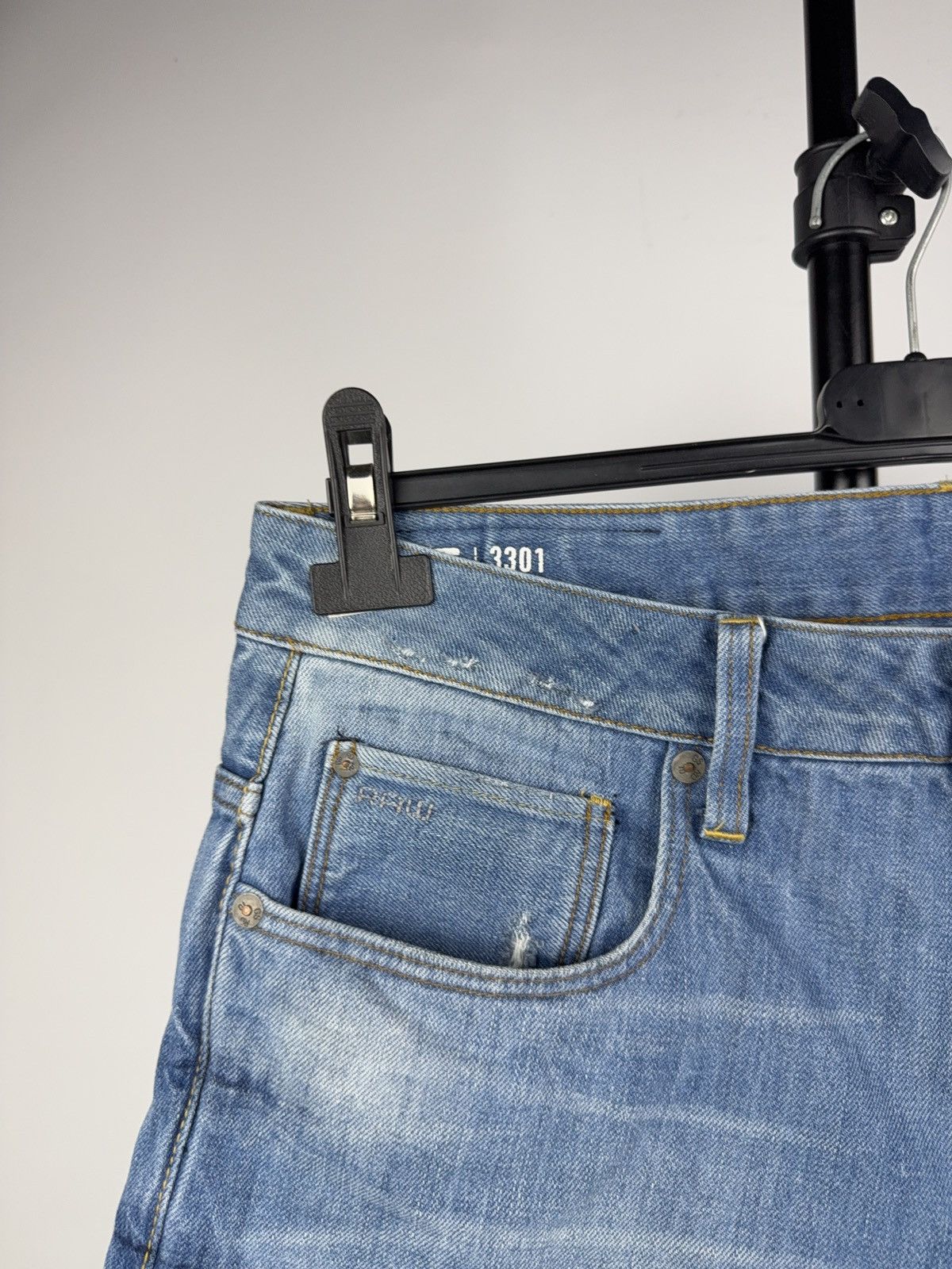G-Star Y2K 00s Retro G-Star RAW 3301 Denim Shorts Light Blue 32 Size US 32 / EU 48 - 5 Thumbnail
