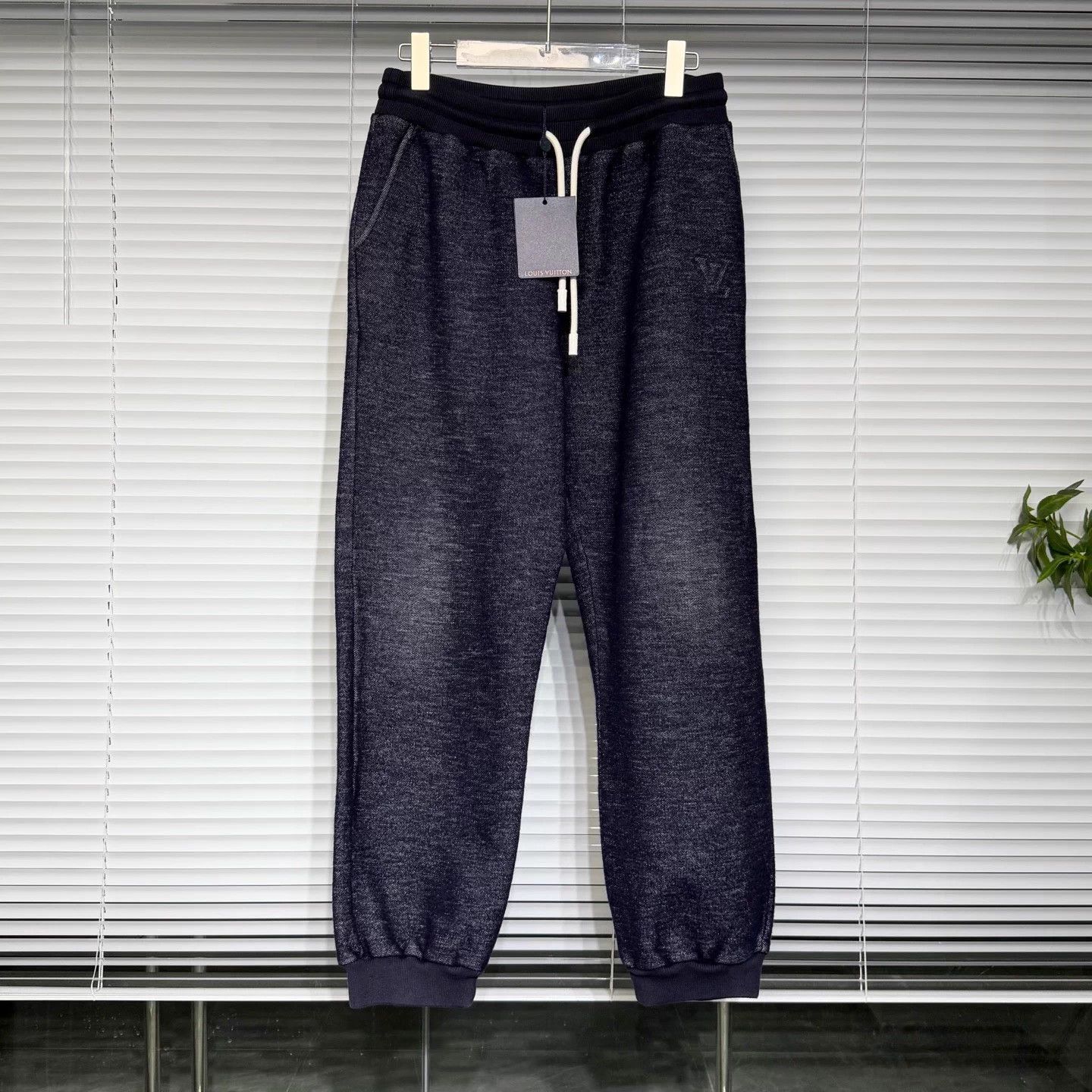 Louis Vuitton LV Monogram Embossed Wool Drawstring Joggers M Deep Blue Size US 30 / EU 46 - 1 Thumbnail