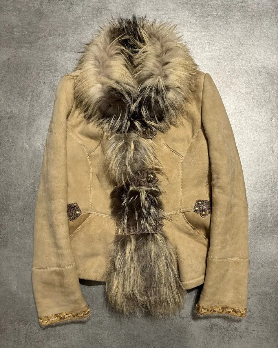 Roberto Cavalli FW2006 Roberto Cavalli Beige Fur & Silk Leather Creamy Royal Jacket Size S / US 4 / IT 40 - 1 Thumbnail
