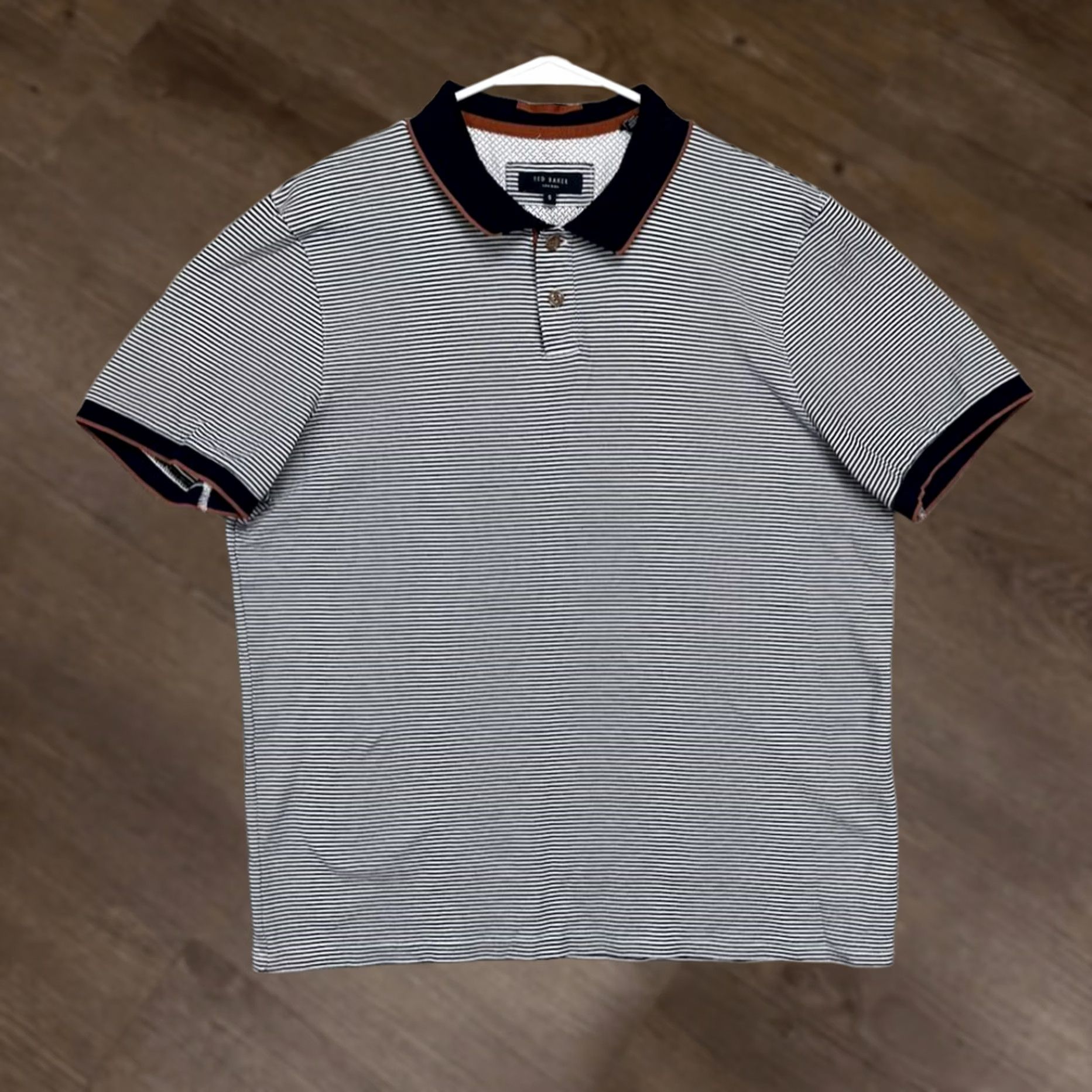 Ted Baker Ted Baker Shirt Polo Short Sleeve 5 Large Blue White Striped Rugby Mens Size US L / EU 52-54 / 3 - 1 Thumbnail
