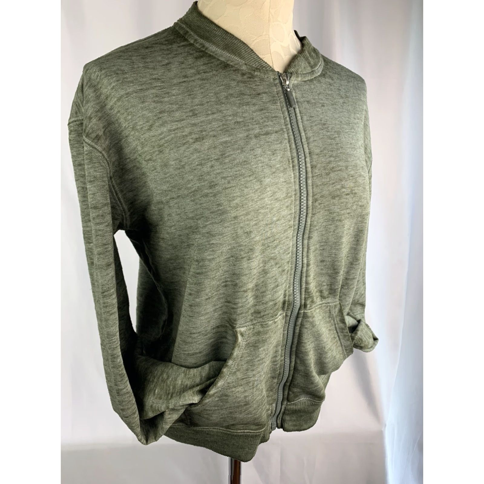 Vintage Derek Heart Junior Women's Green Medium Sweatshirt Full Zip Crew Neck Size M / US 6-8 / IT 42-44 - 3 Thumbnail