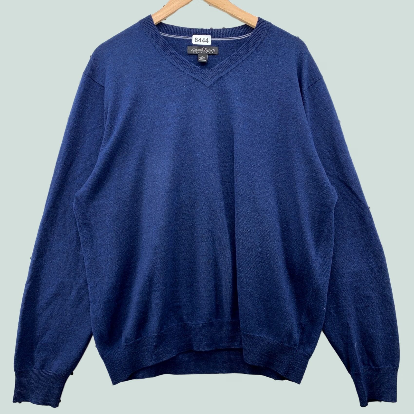 Vintage Kenneth Roberts Platinum 100% Wool Sweater Men XL Blue V-Neck Pullover Size US XL / EU 56 / 4 - 1 Thumbnail