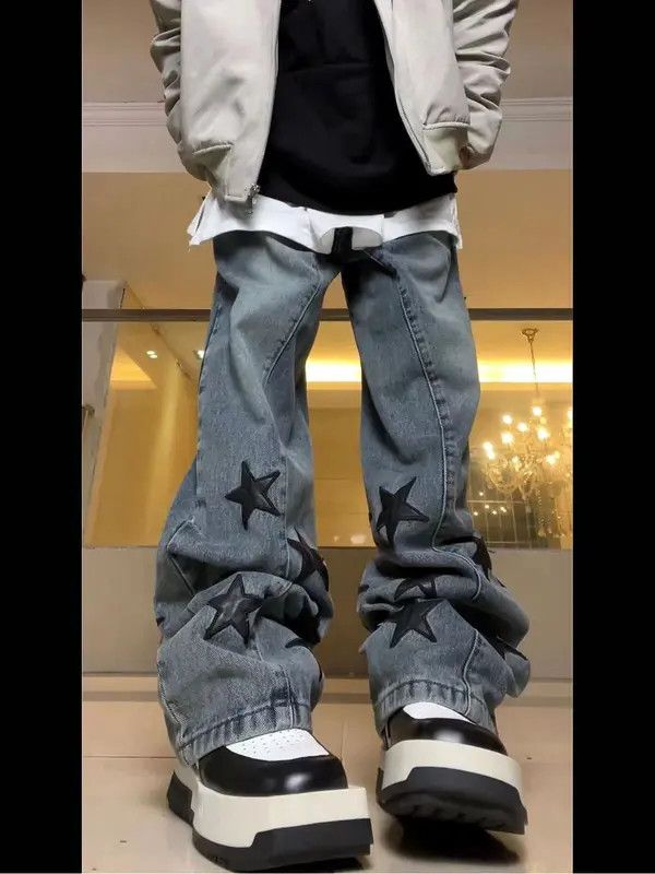 Japanese Brand VIBE Street hip-hop five-pointed star skinned bootcut jeans Size US 34 / EU 50 - 3 Thumbnail