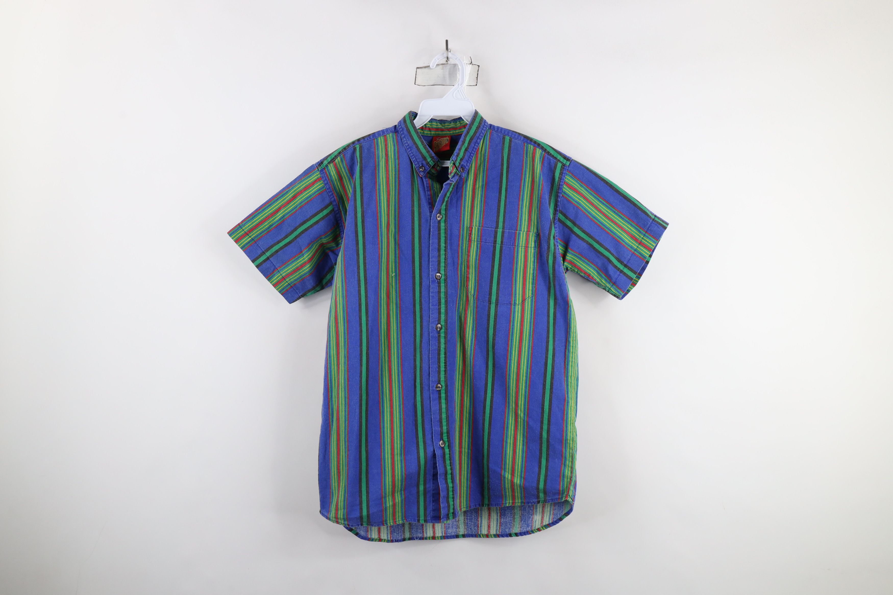 Vintage Vintage 90s Streetwear Striped Short Sleeve Button Shirt Size US S / EU 44-46 / 1 - 1 Thumbnail