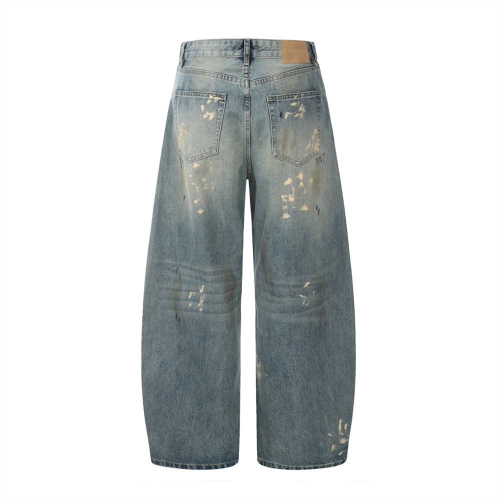 Vintage Punk washed distressed loose ink-splashed scimitar jeans Size US 32 / EU 48 - 2 Thumbnail