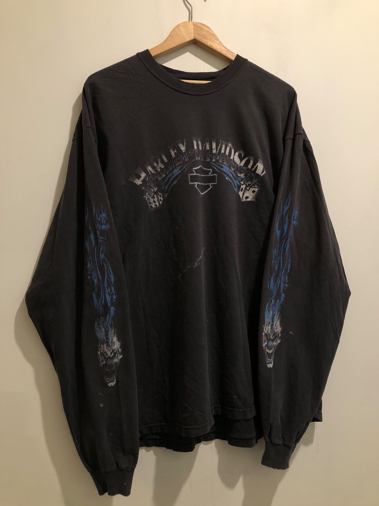 Harley Davidson × Vintage Vintage Harley Davidson blue flame longsleeve shirt Size US L / EU 52-54 / 3 - 1 Thumbnail