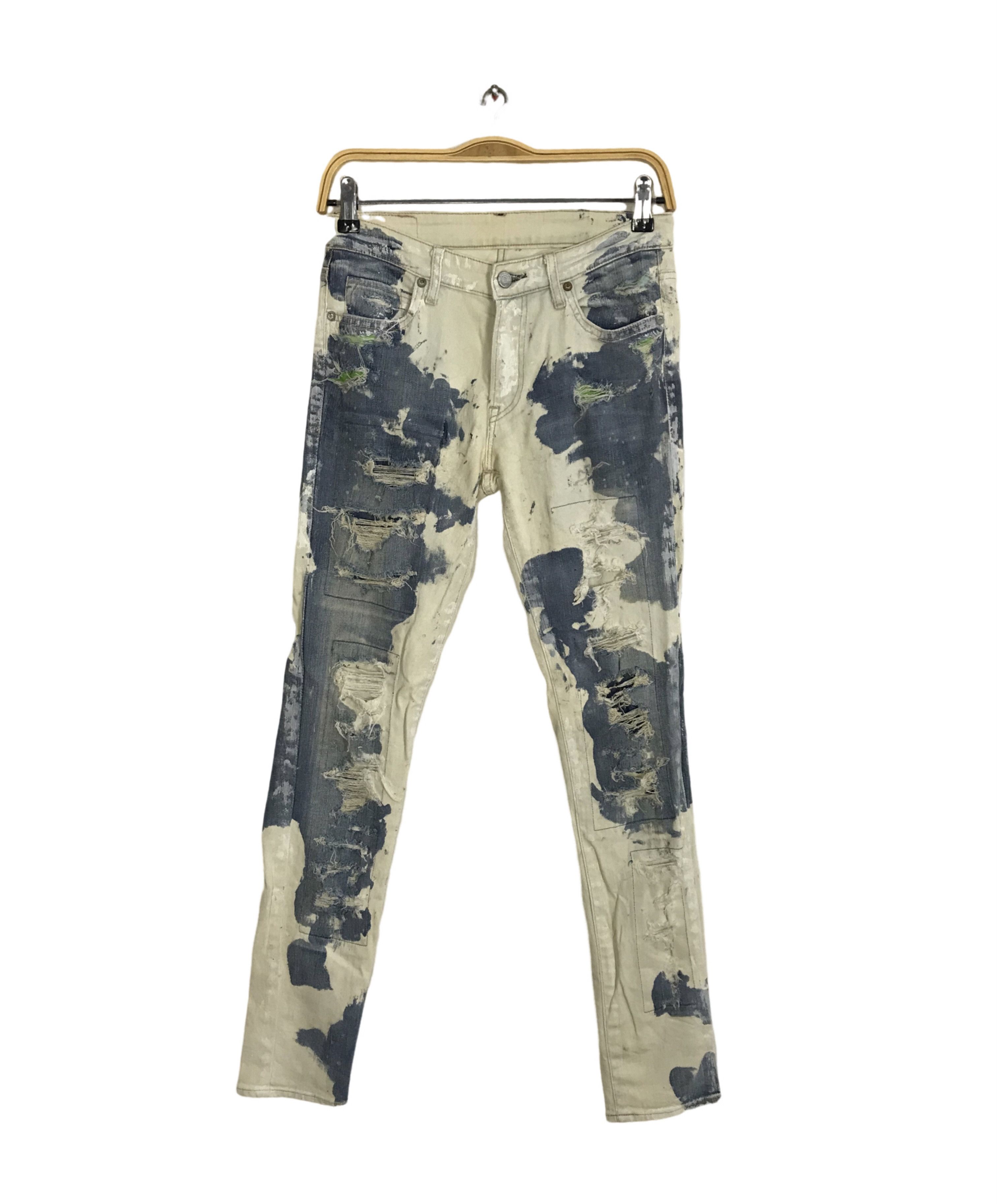 Japanese Brand Raison De Realitas Acid Wash Denim Indigo Pant Size US 26 / EU 42 - 1 Thumbnail