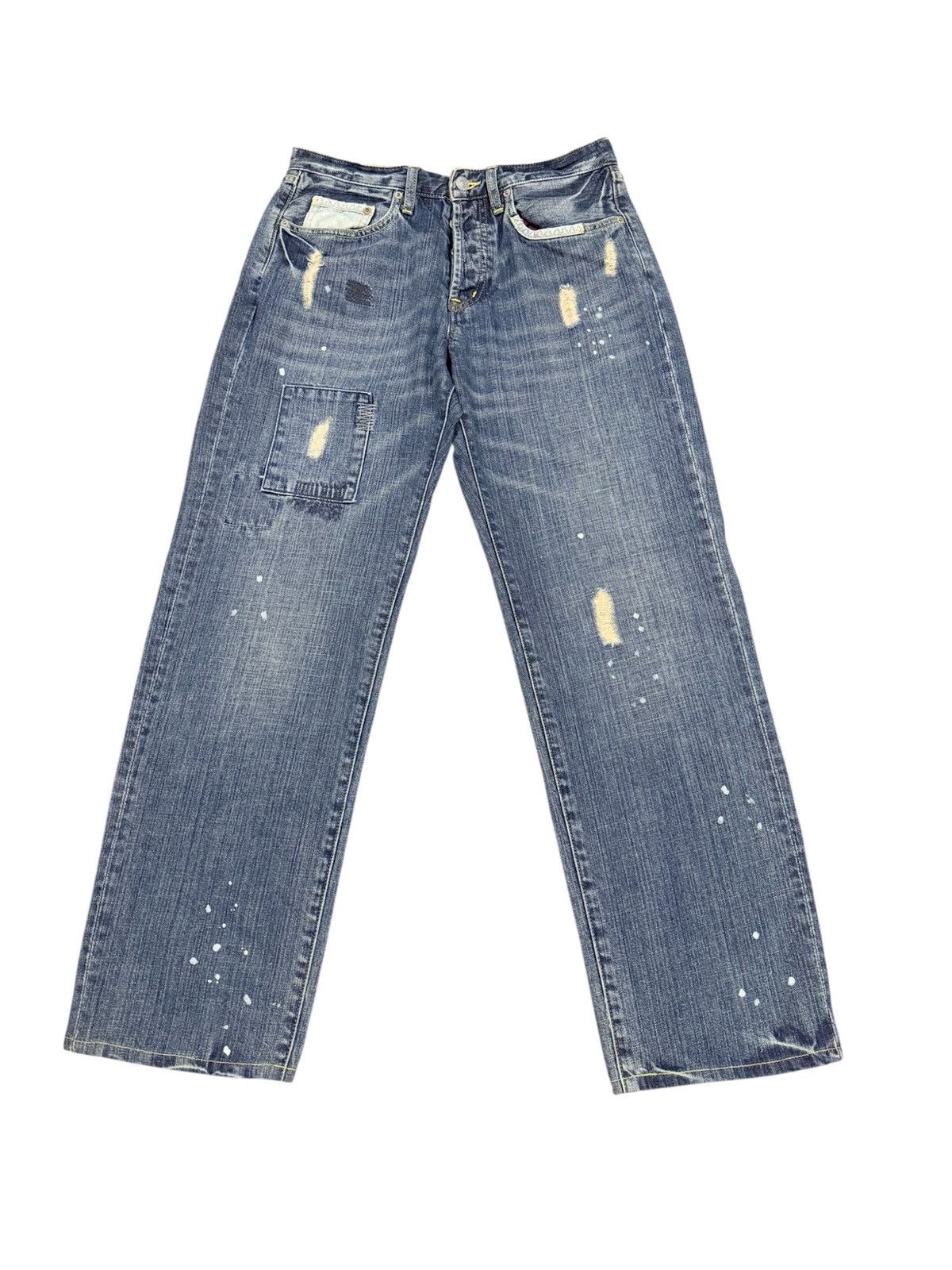 Tornado Mart Flash Report Vintage Fatigue Paint Splash Distressed Denim Size US 32 / EU 48 - 2 Thumbnail