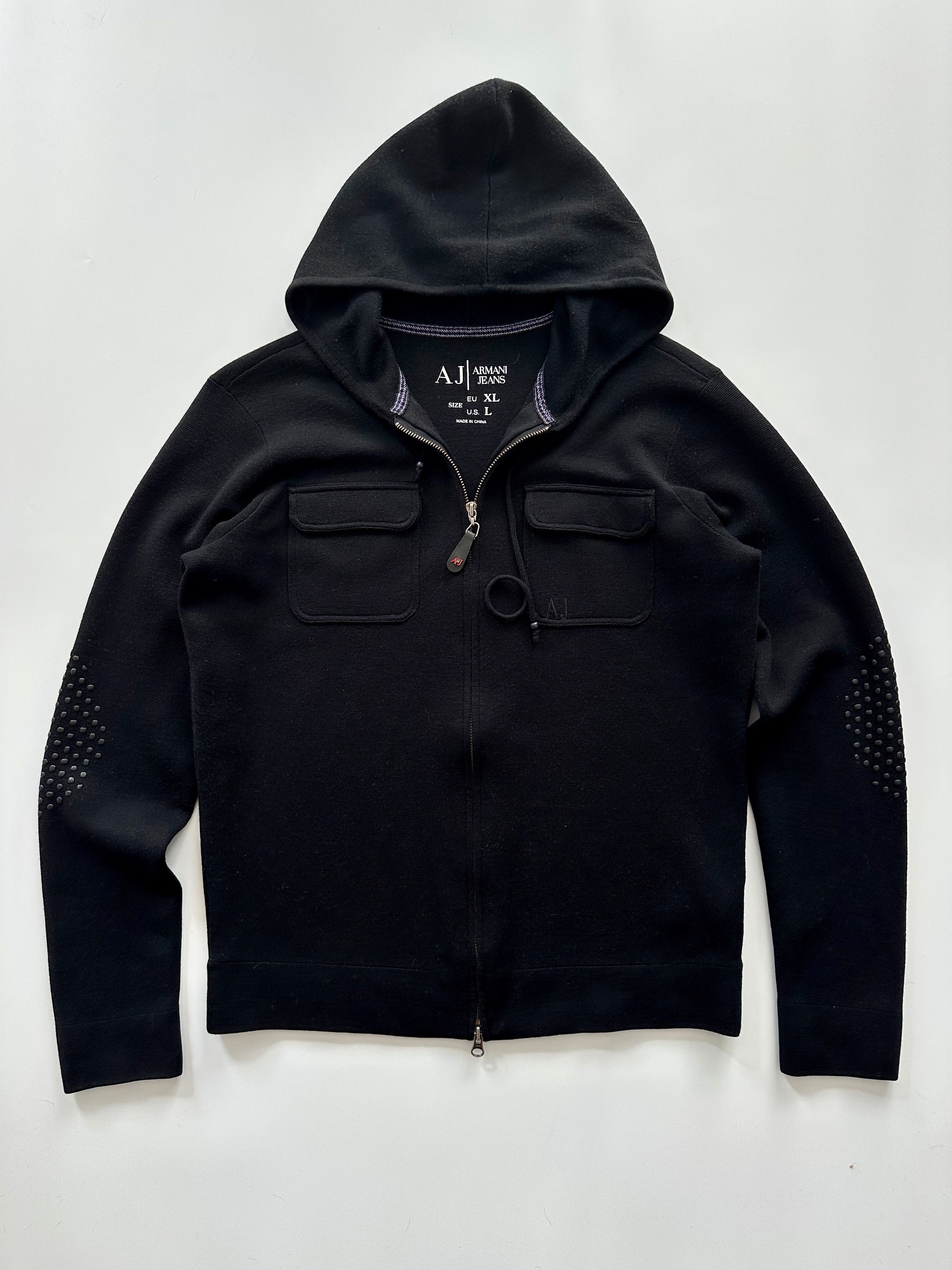 Armani Armani Jeans Wool Blend Hoodie Size M-L Sweater Size US L / EU 52-54 / 3 - 1 Thumbnail