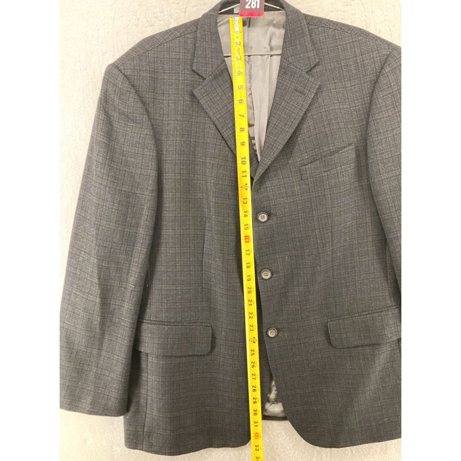 Oscar De La Renta Oscar de la Renta Suit Jacket Mens 44R Wool Plaid Blazer Size 44R - 3 Thumbnail