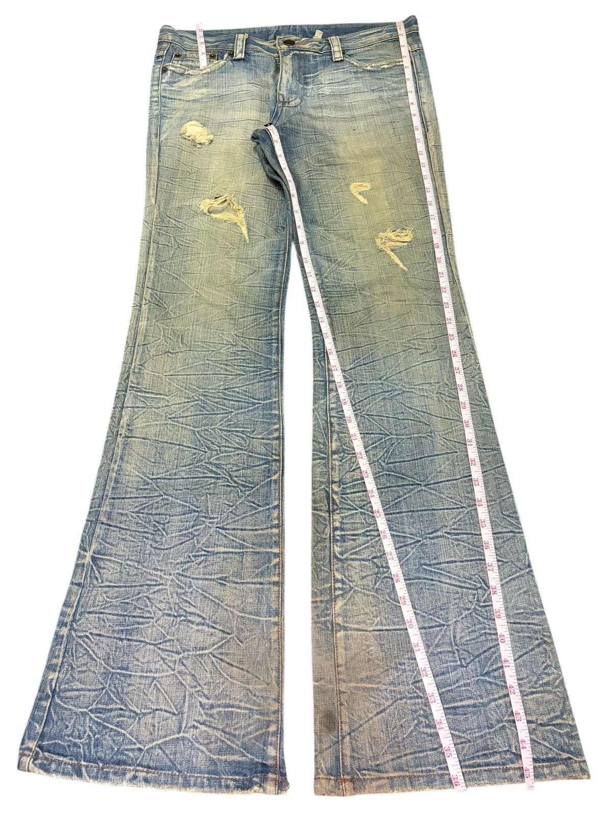 If Six Was Nine Vintage Japanese Brand Rusty Wash Distress Flare Jeans Size 35" - 7 Thumbnail