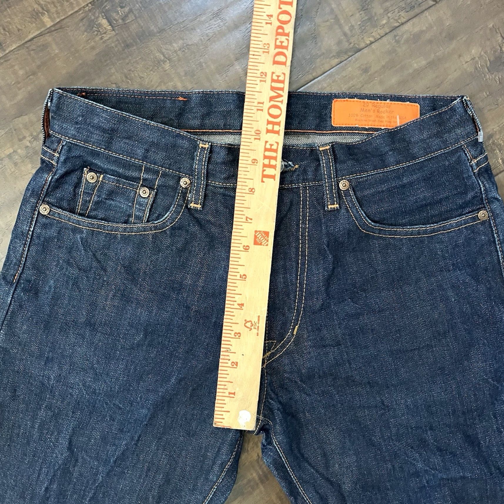 Jean Shop VINTAGE Jean Shop Selvage Jeans Men 29x29 Straight Fit Denim USA Made Dark Blue Size US 29 - 6 Thumbnail