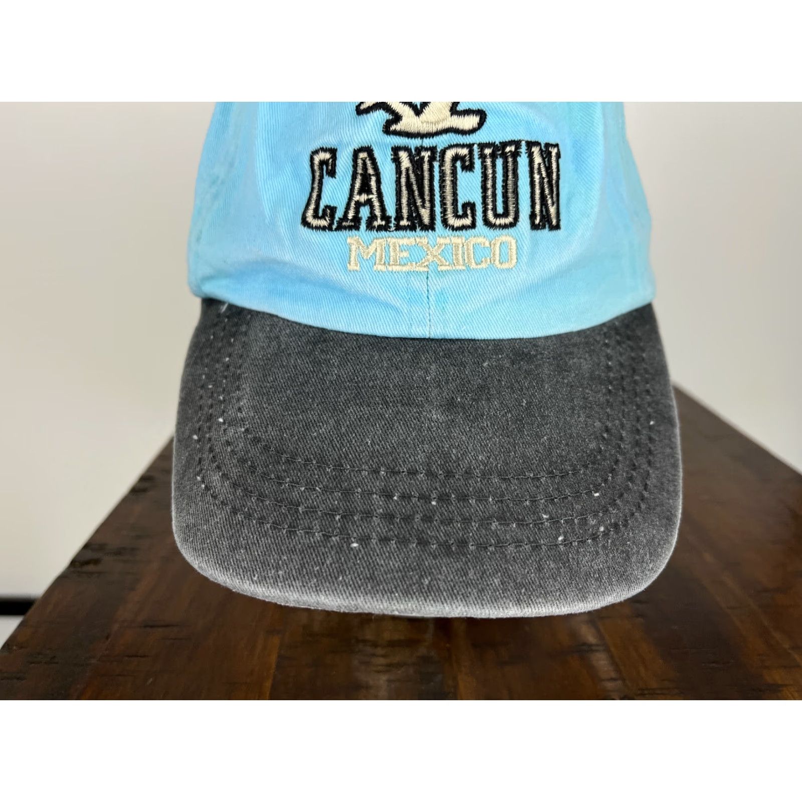 Vintage DKPS Hat Cap Strap Back Adult One Size Blue Embroidered 100% Cotton Unisex Adults Cancún Mexico Size ONE SIZE - 3 Thumbnail