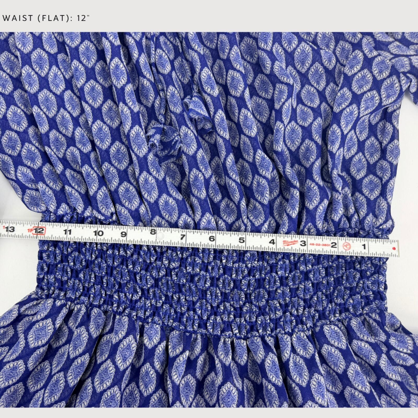 Issey Miyake MISA Los Angeles Almaha Smocked Mini Dress Blue L Size L / US 10 / IT 46 - 7 Thumbnail