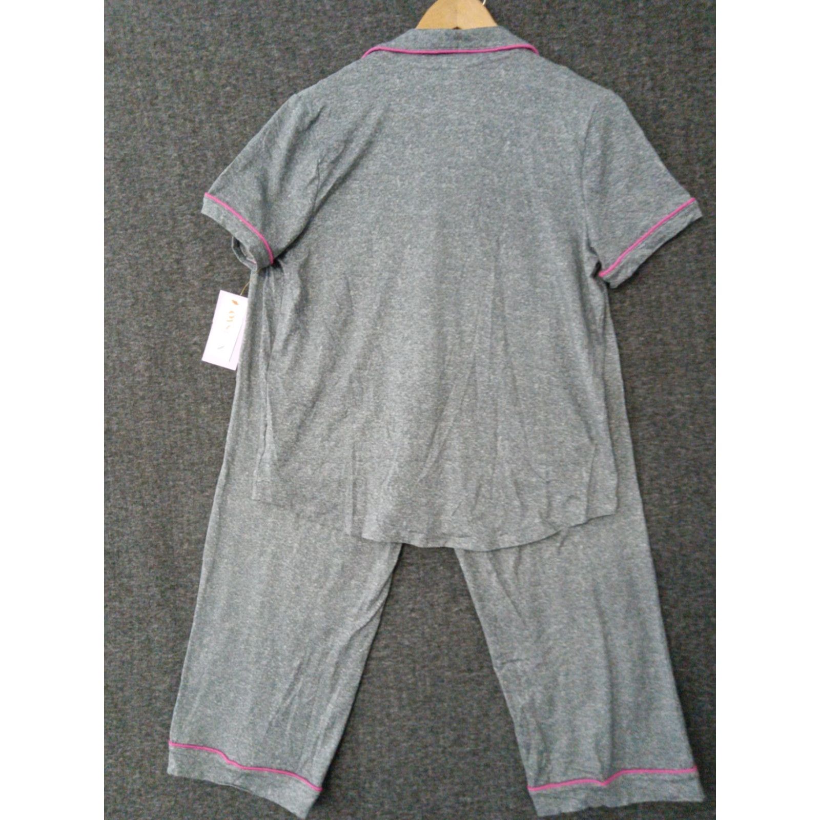 Vintage JoySpun Pajama Set Short Sleeve 2 Piece Gray Pink S Women Regular Size 28" / US 6 / IT 42 - 2 Thumbnail