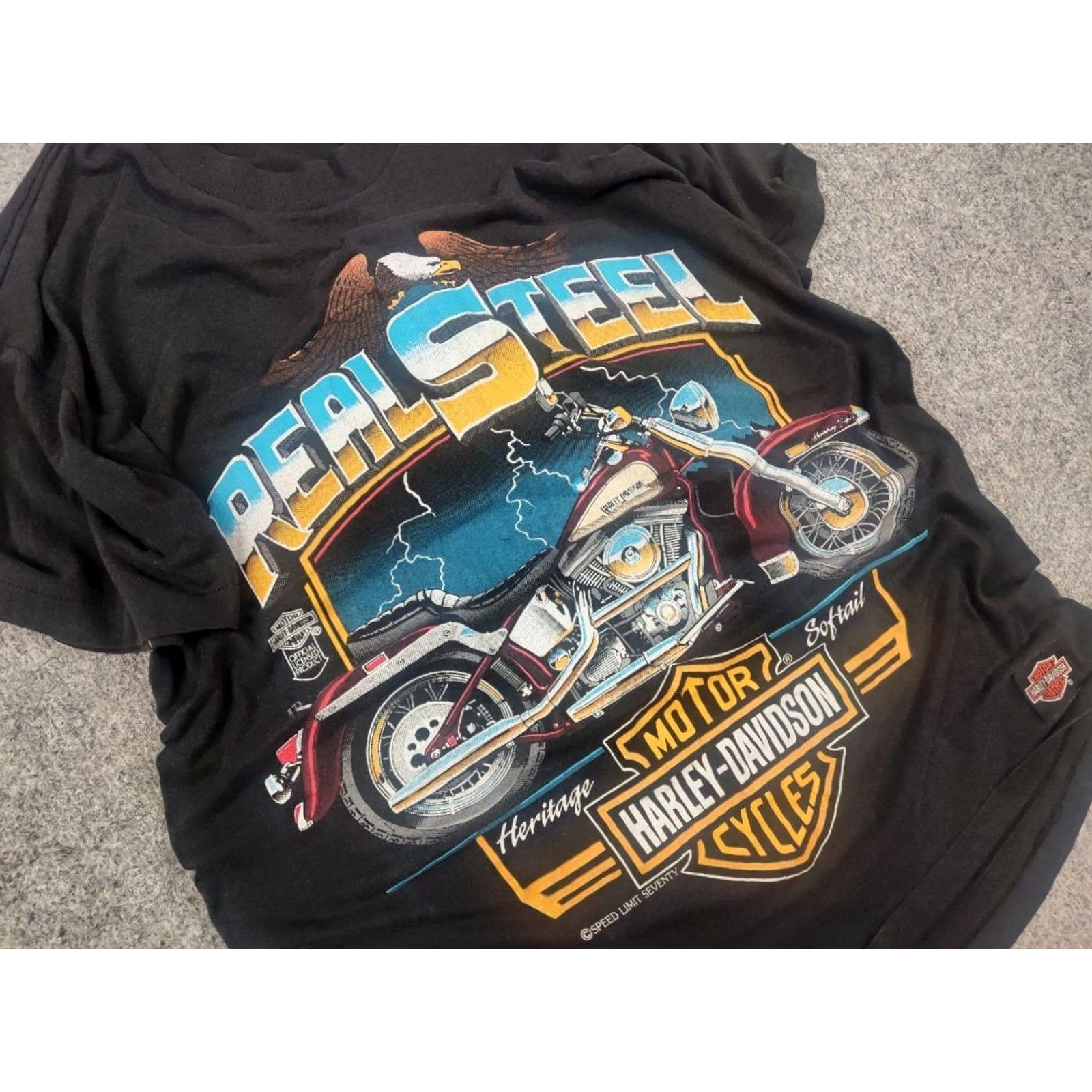 Harley Davidson Vintage 80's Harley-Davidson T-shirt Real Steel Heritage Softail Speed Limit Tee Size US M / EU 48-50 / 2 - 7 Thumbnail