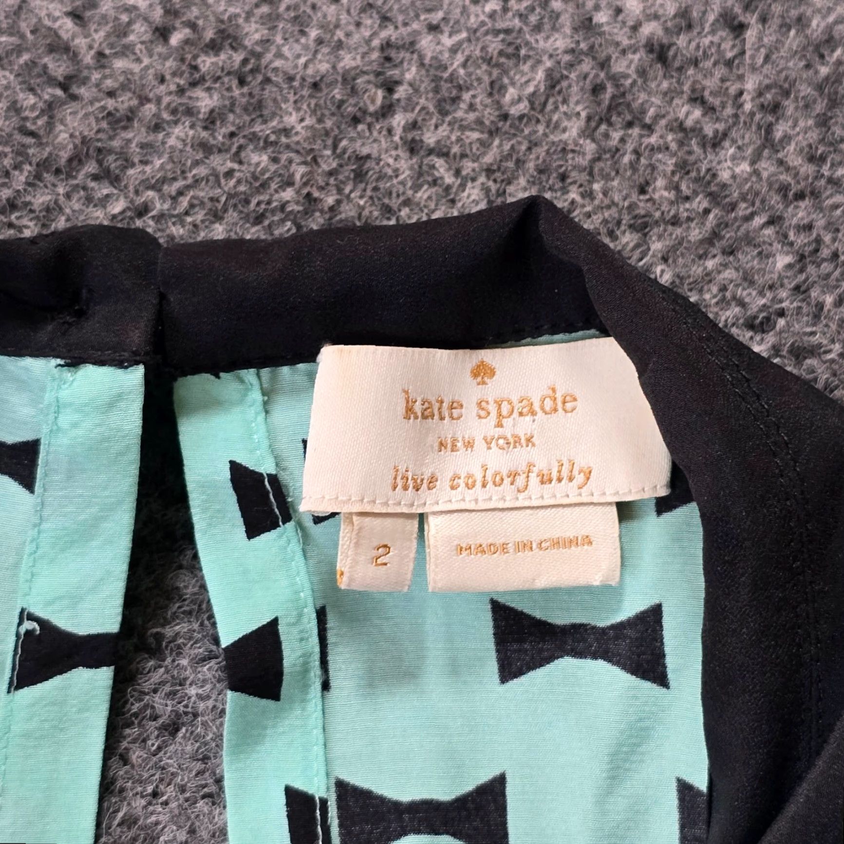 Vintage kate spade new york Blouse Womens Size 2 Silk Collared Bow Green Black Preppy Pin Up Casual Office Size XS / US 0-2 / IT 36-38 - 3 Thumbnail