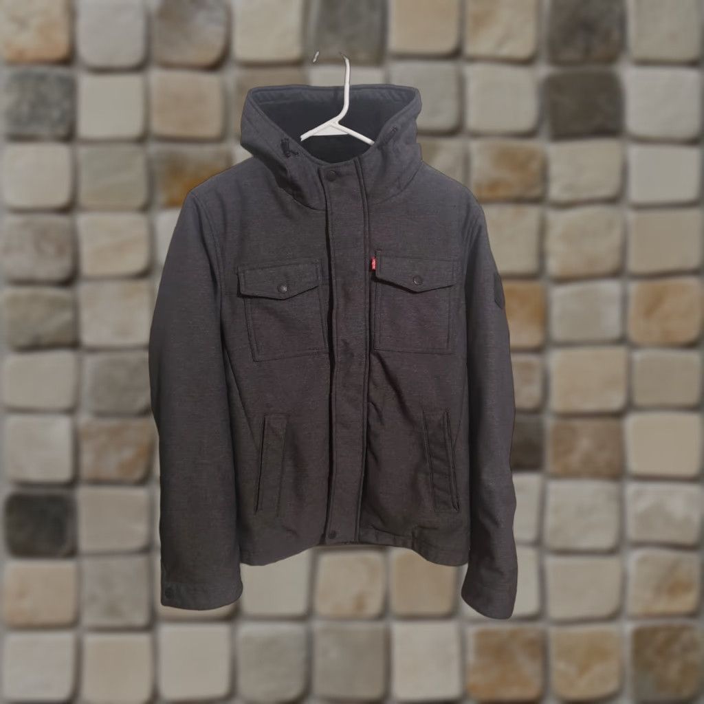 Levi's Levi's Trucker Shirt Mens Small Grey Hooded Faux Sherpa Lined Lined Jacket Size US S / EU 44-46 / 1 - 1 Thumbnail