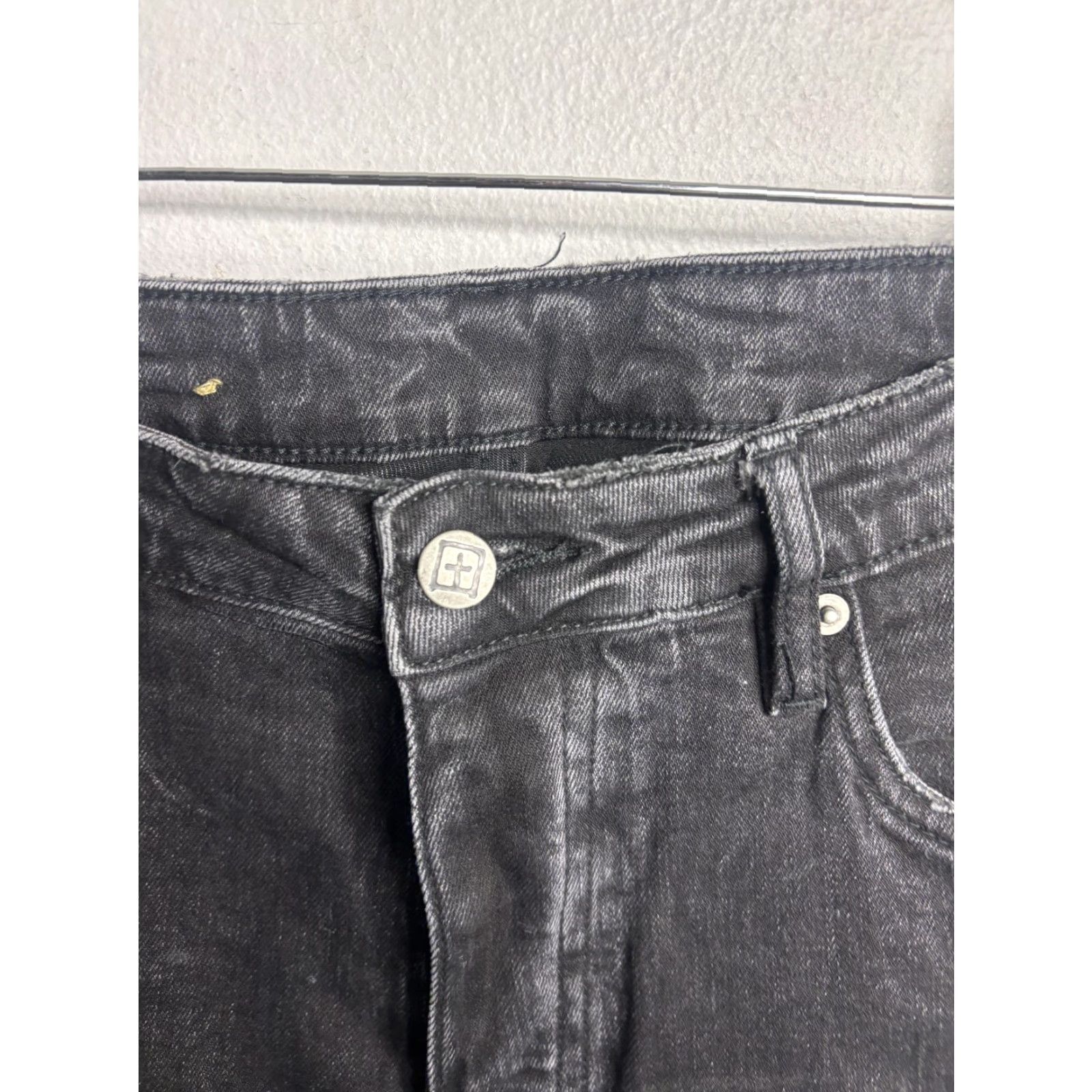 Ksubi Ksubi Jeans Mens 34x33 Black Skinny Stretch Denim Faded Wash Cross Embroidery Size US 34 / EU 50 - 6 Thumbnail