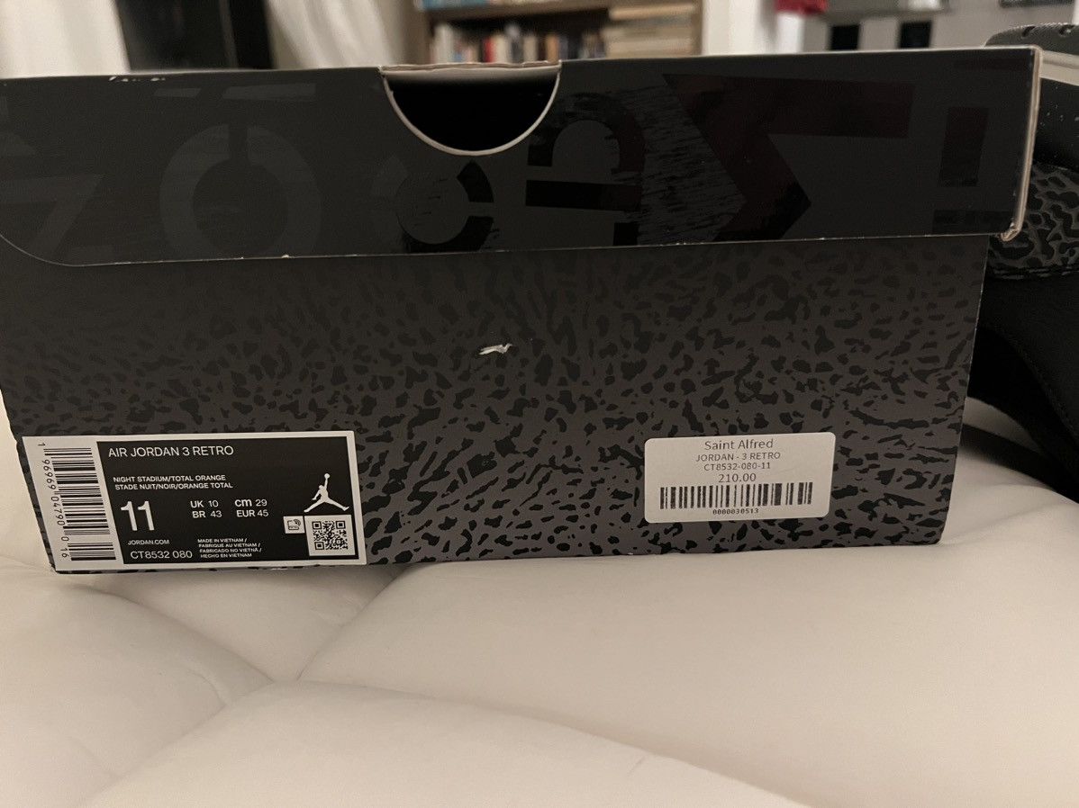 Jordan Brand × Nike Nike Air Jordan Retro 3 AJ3 Fear Pack Grey Orange CT8532-080 Size US 11 / EU 44 - 10 Thumbnail