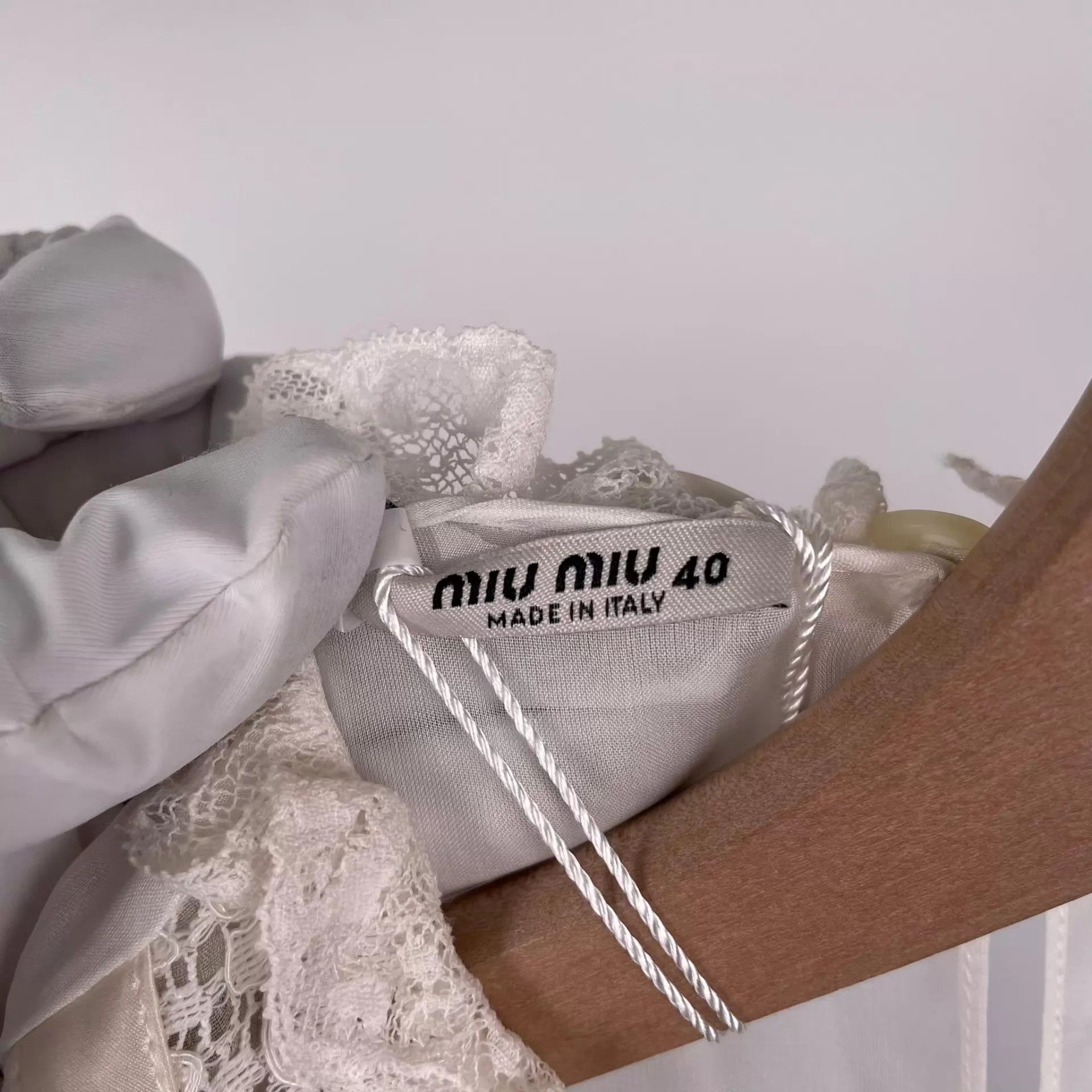 Miu Miu MIU MIU women's panelled satin-lace dress crystal-button Size S / US 4 / IT 40 - 6 Thumbnail