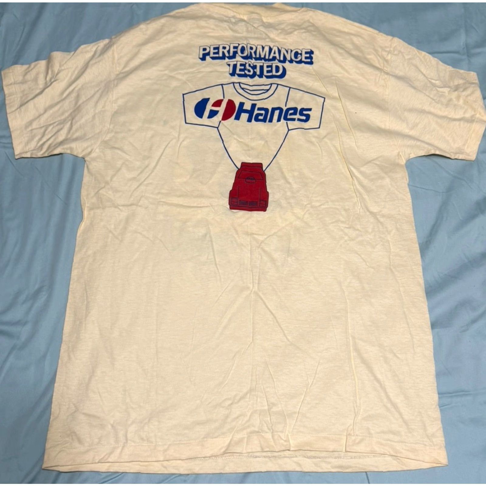 Hanes VINTAGE 1980s Budweiser King Kenny Bernstein Mercury Funny Car NHRA Graphic Tee Unisex XL Light Yellow Size US XL / EU 56 / 4 - 7 Thumbnail