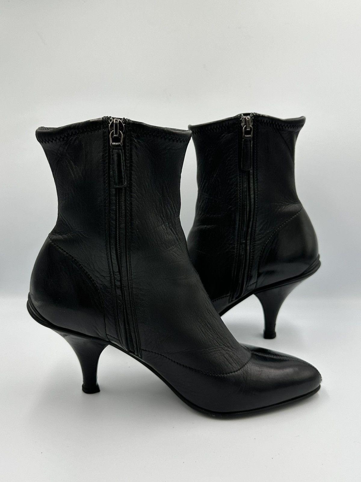 Prada Prada leather Boots with logo embroidery Size US 6 / IT 36 - 7 Thumbnail