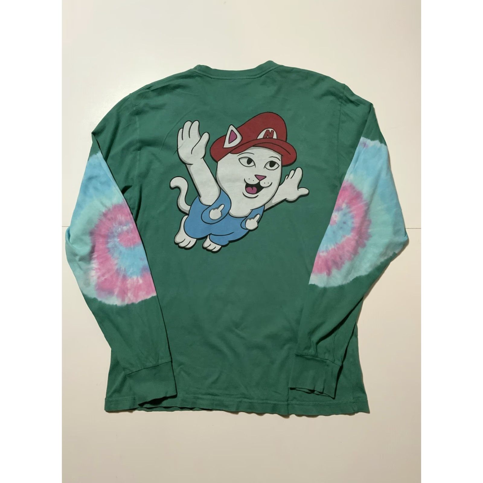 RIPNDIP RIPNDIP Lord Nermal Cat Super Mario Tie Dye Long Sleeve T-Shirt M Multicolor Mens Shirt Size US M / EU 48-50 / 2 - 2 Thumbnail