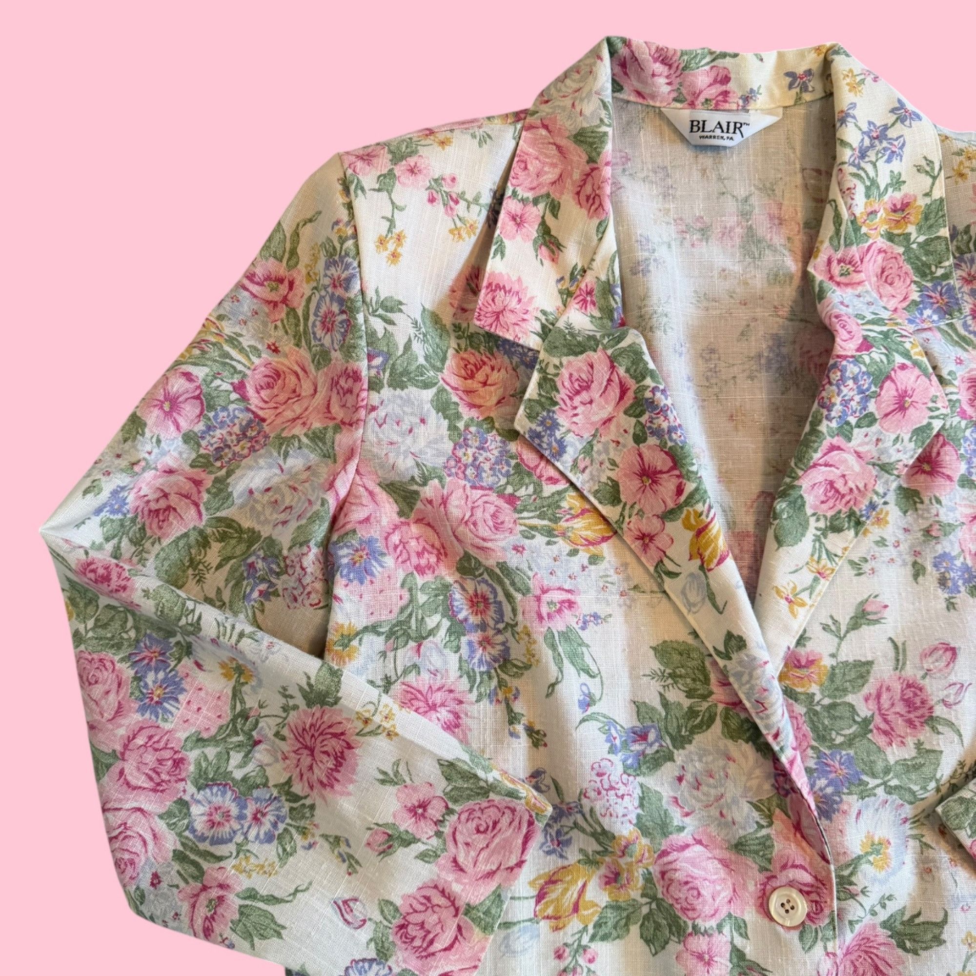Vintage Vintage Blair All-Over Whimsy Romantic Floral Print Blazer J Size L / US 10 / IT 46 - 7 Thumbnail