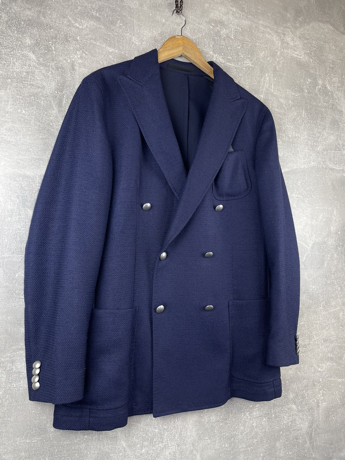 Boggi Boggi Milano Double Breasted Wool Blend Blazer Navy Size 52 Size US L / EU 52-54 / 3 - 3 Thumbnail