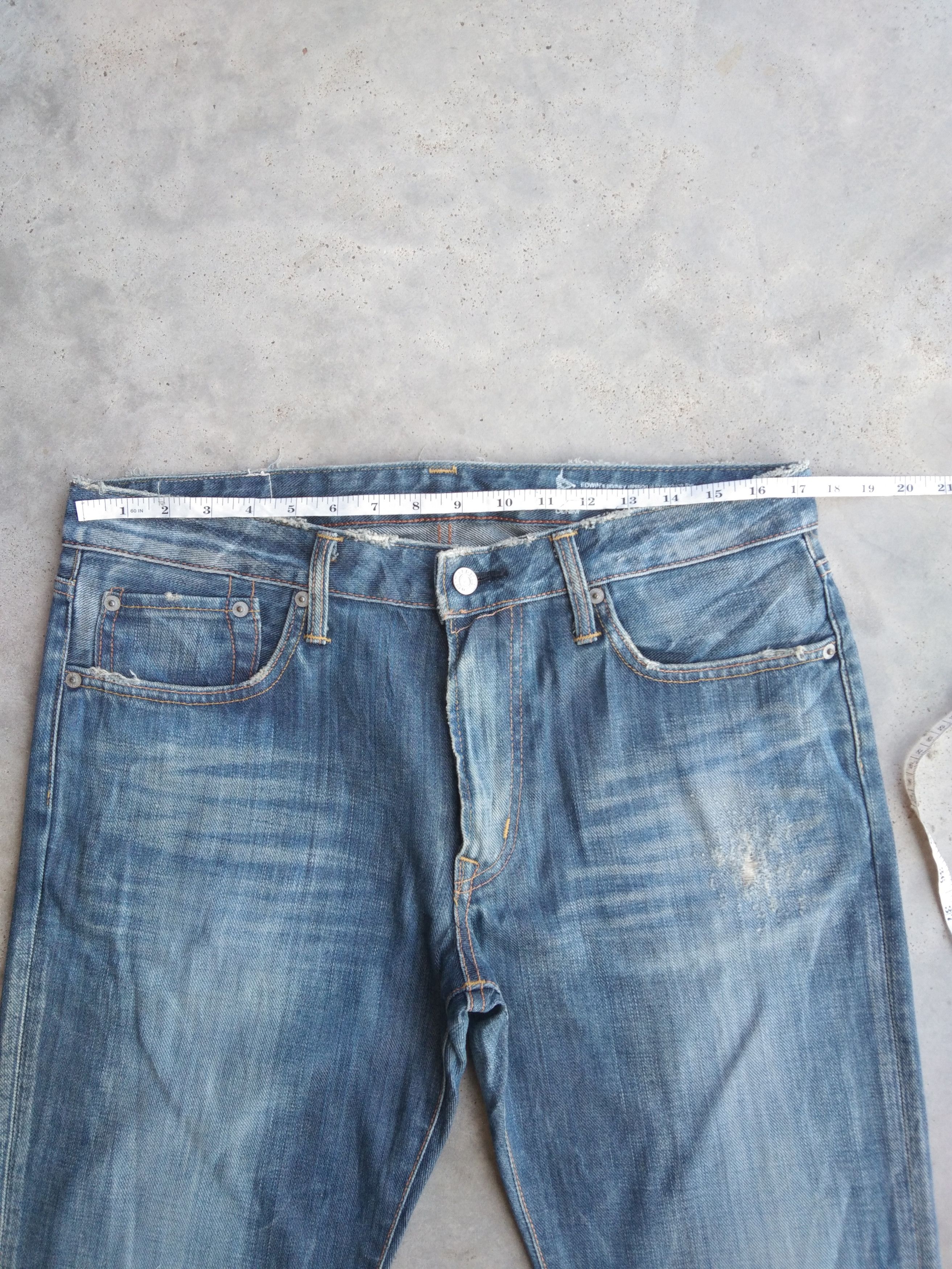 Japanese Brand Vintage Edwin Boot Cut Flared Distressed Jeans 34x30 Size US 34 / EU 50 - 8 Thumbnail
